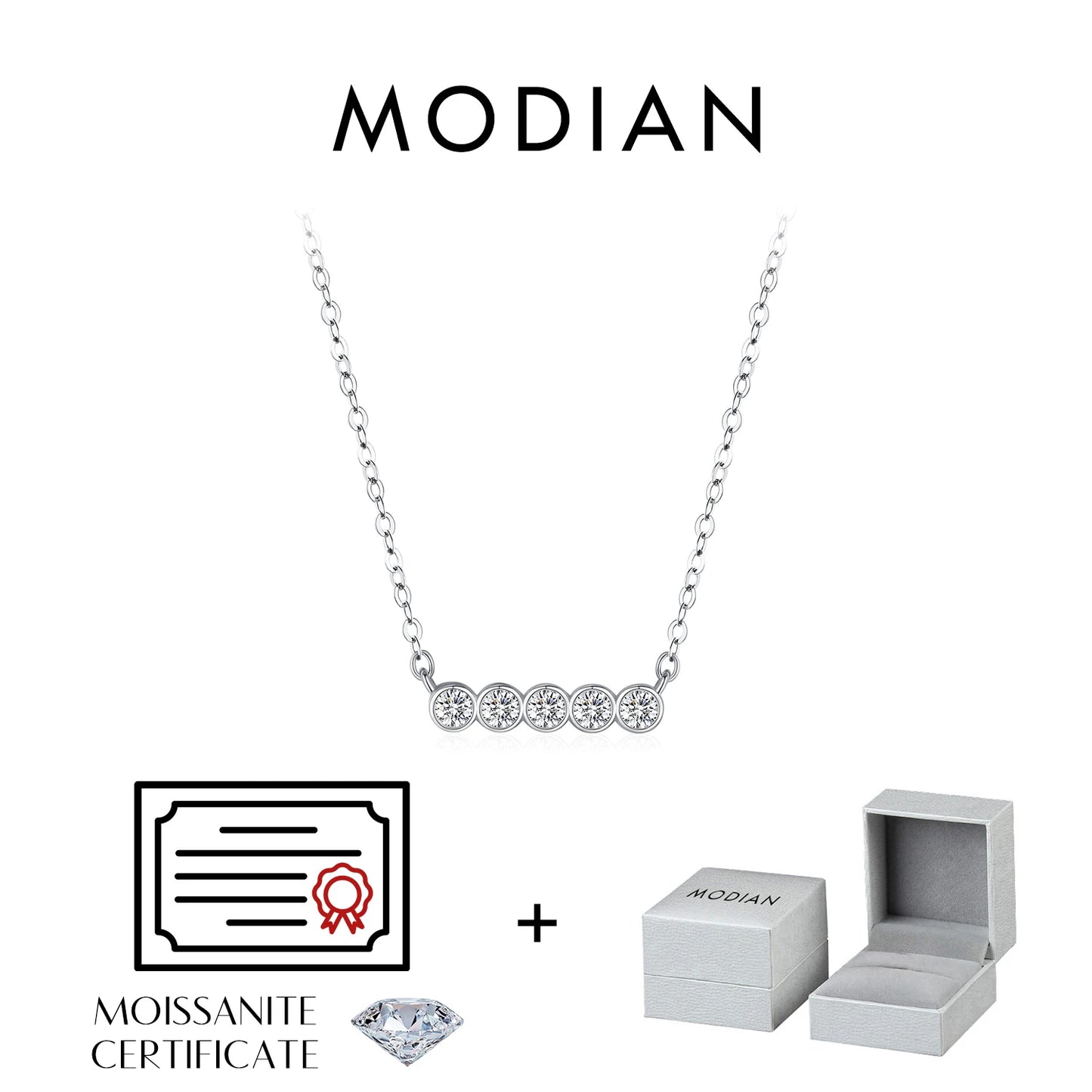 MODIAN D Color Moissanite 925 Sterling Silver Stackable Pendant Necklaces Lab Diamond Link Chain Jewelry For Women Luxury Gift