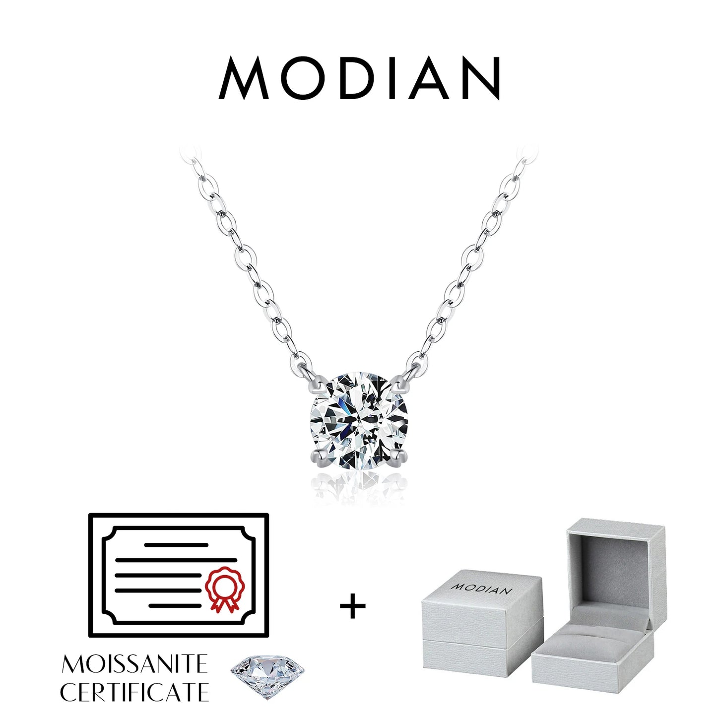 MODIAN Square & Round Halo Moissanite 925 Sterling Silver Pendant Necklace D Color VVS1 Lab Diamond Necklace For Women Jewelry