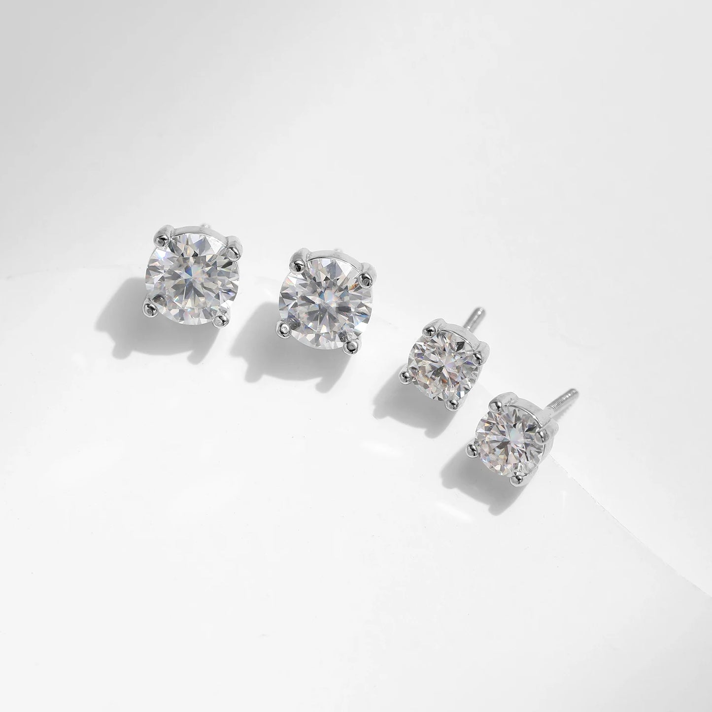 MODIAN 1.00Ct 2.00Ct Moissanite D Color Lab Diamond Stud Earrings For Women 925 Sterling Silver Basic Design Wedding Jewelry