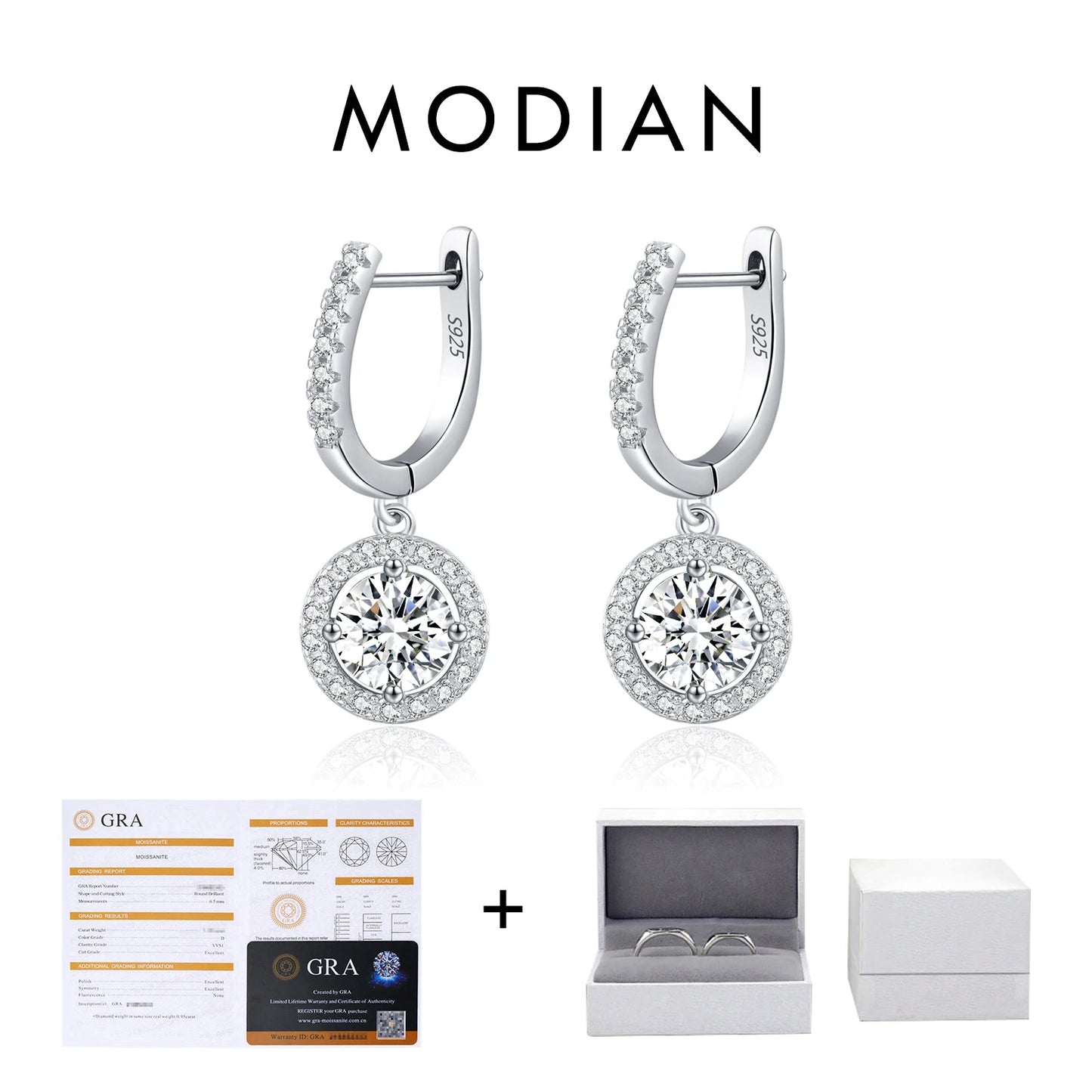 MODIAN D Color Moissanite Drop Earrings 925 Sterling Silver Halo Dangle Earrings For Women Wedding Engagement Fine Jewelry Gift