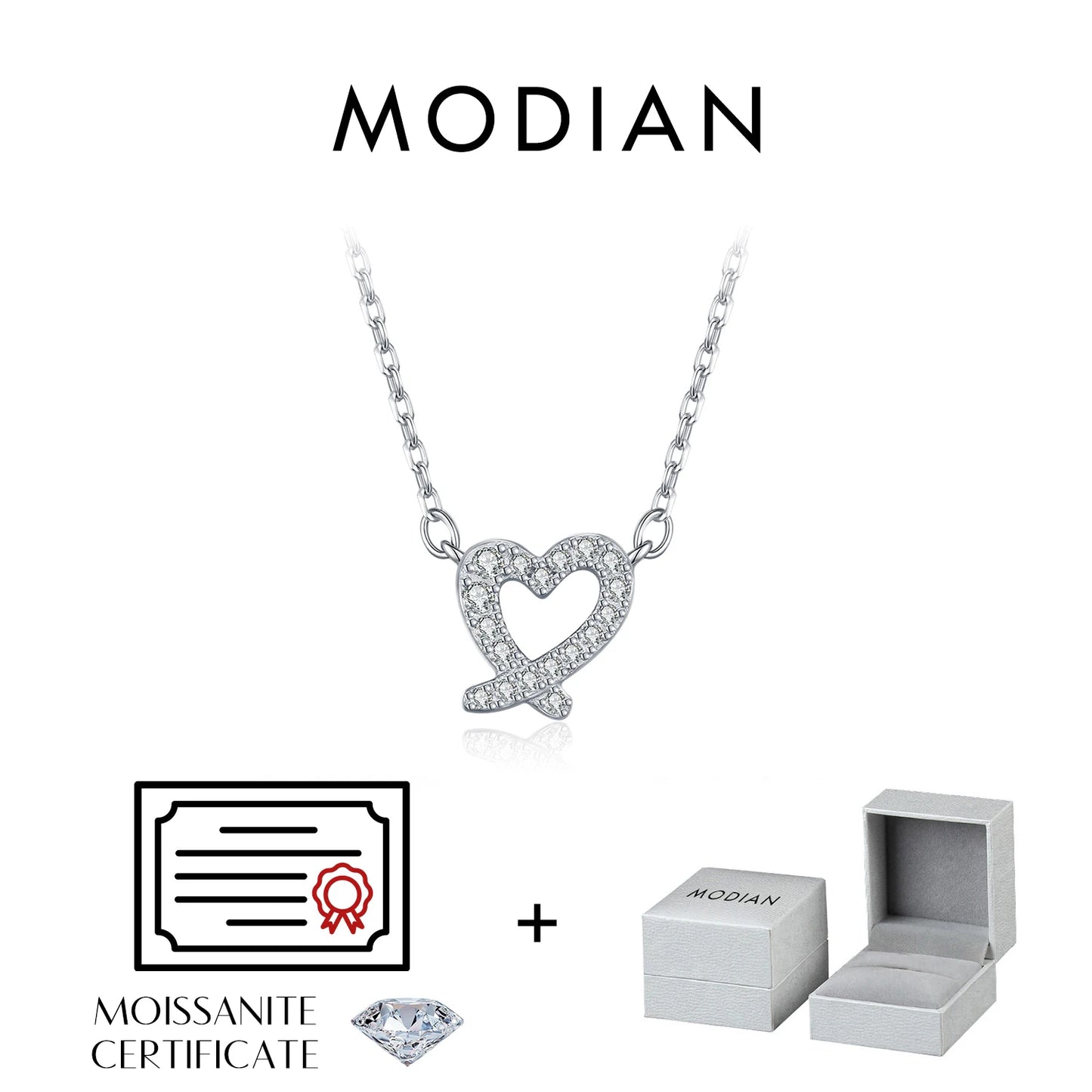 MODIAN D Color Moissanite Necklaces 925 Sterling Silver Exquisite Sweet Irregular Heart Pendant Necklace For Women Fine Jewelry