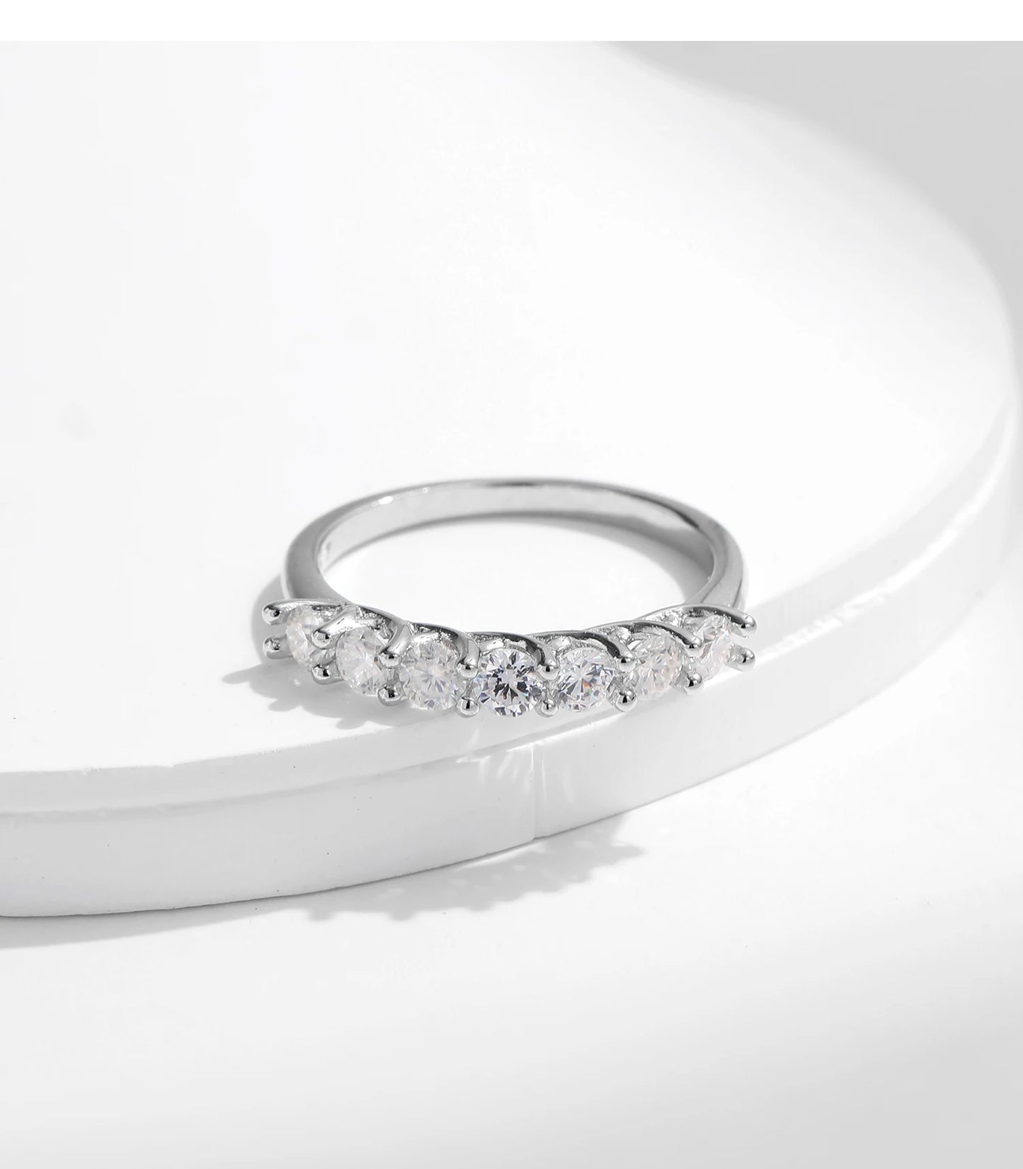 MODIAN Moissanite Wedding Band 925 Sterling Silver Ring Platinum Plated Lab Diamond Stackable Crown Jewelry For Women Gifts