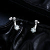 MODIAN D Color VVS1 Round Teal Moissanite Ear Climbers 925 Sterling Silver Luxury Trendy Stud Earrings For Women Fine Jewelry