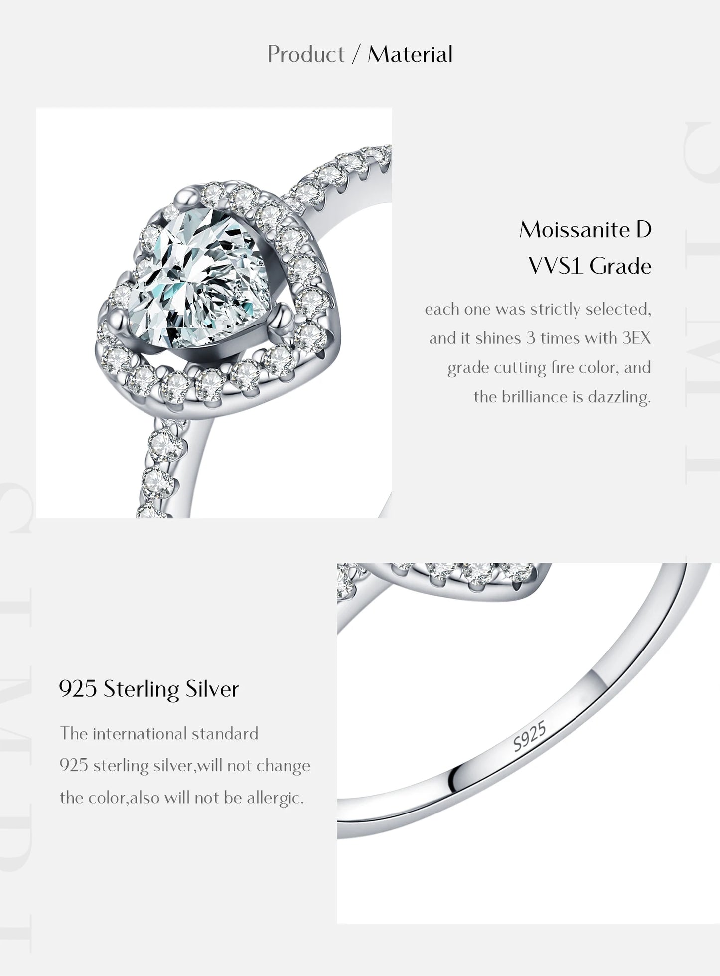 MODIAN D Color Heart  Moissanite Wedding Rings 925 Sterling Silver Luxury Halo Classic Rings For Women Dating Fine Jewelry