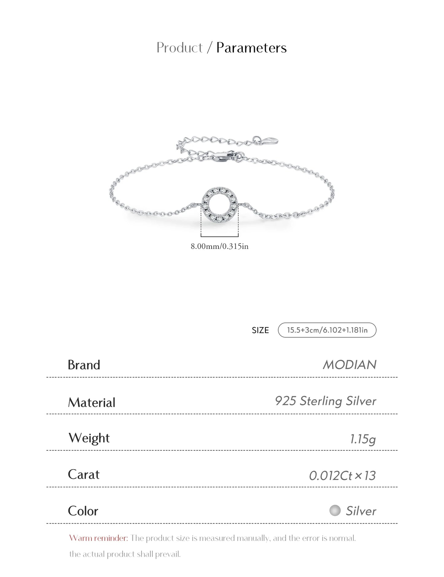 MODIAN D Color Moissanite Bracelet 925 Sterling Silver Fashion Hallow Out Round Link Chain Bracelet For Women Fine Jewelry Gifts