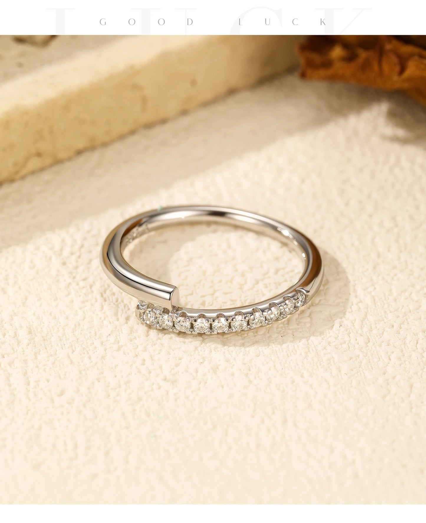 MODIAN D Color Moissanite 925 Sterling Silver Simple Sparkle Geometric Eternity Band Rings For Women Daily OL Fine Jewelry