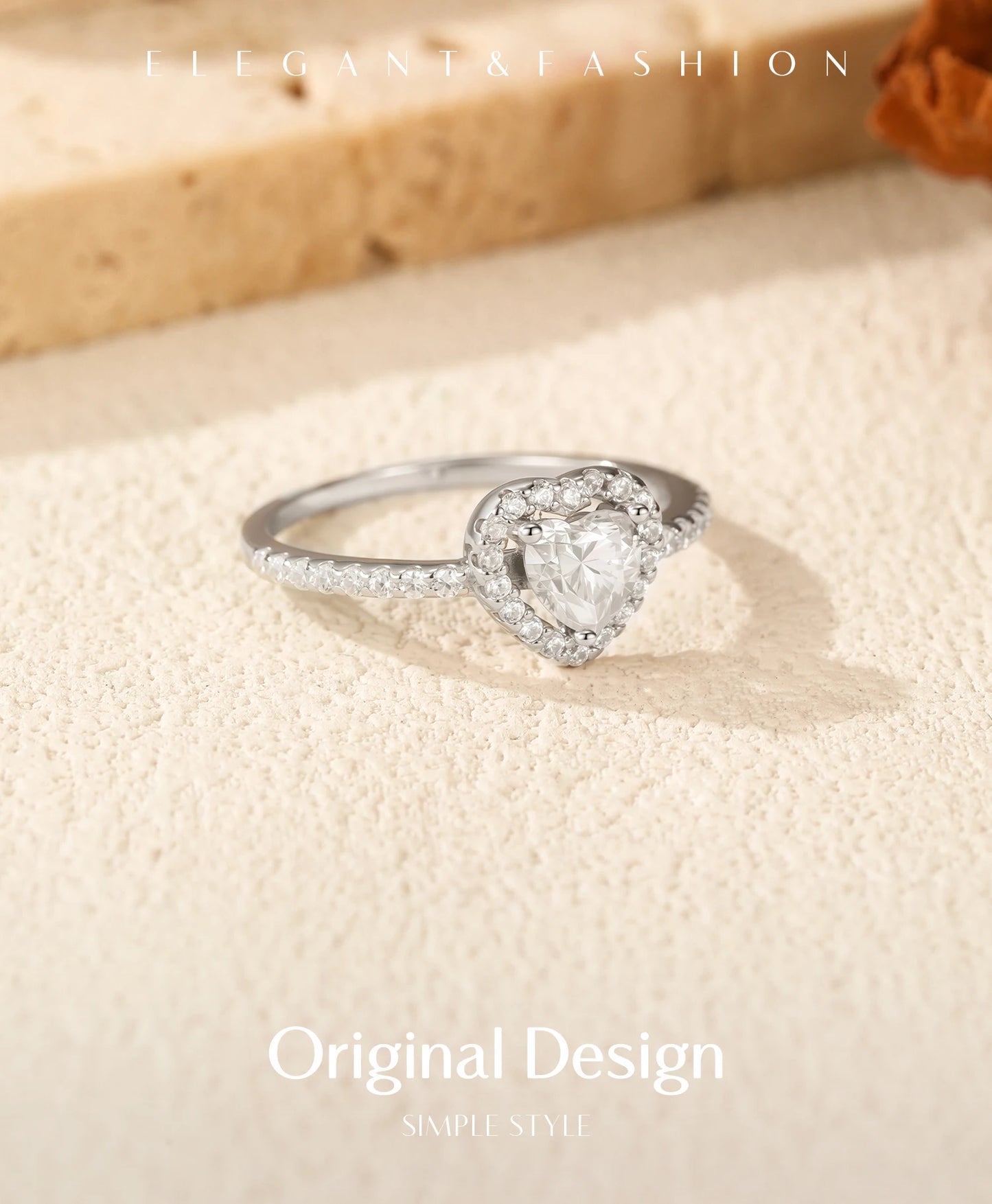 MODIAN D Color Heart  Moissanite Wedding Rings 925 Sterling Silver Luxury Halo Classic Rings For Women Dating Fine Jewelry