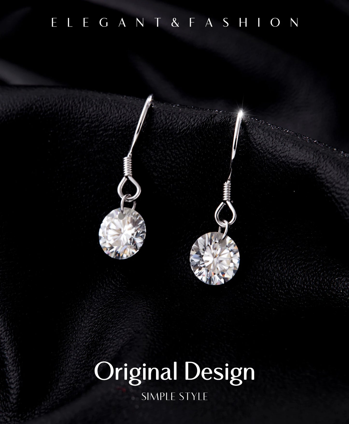 MODIAN 1CT D Color Sparkling Moissanite Hook Earrings 925 Sterling Silver Round Sway Dangle Earrings For Women Fine Jewelry