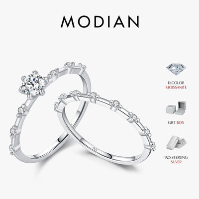 MODIAN D Color Moissanite Wedding Band 925 Sterling Silver Eternity Rings Lab Diamond Stackable Exquisite Jewelry For Women Gift