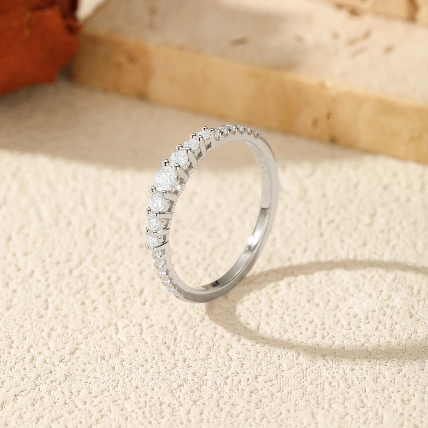 MODIAN Exquisite Round Moissanite Ring 925 Sterling Silver Trendy Wedding Engagement Band Rings For Women Fine Jewelry