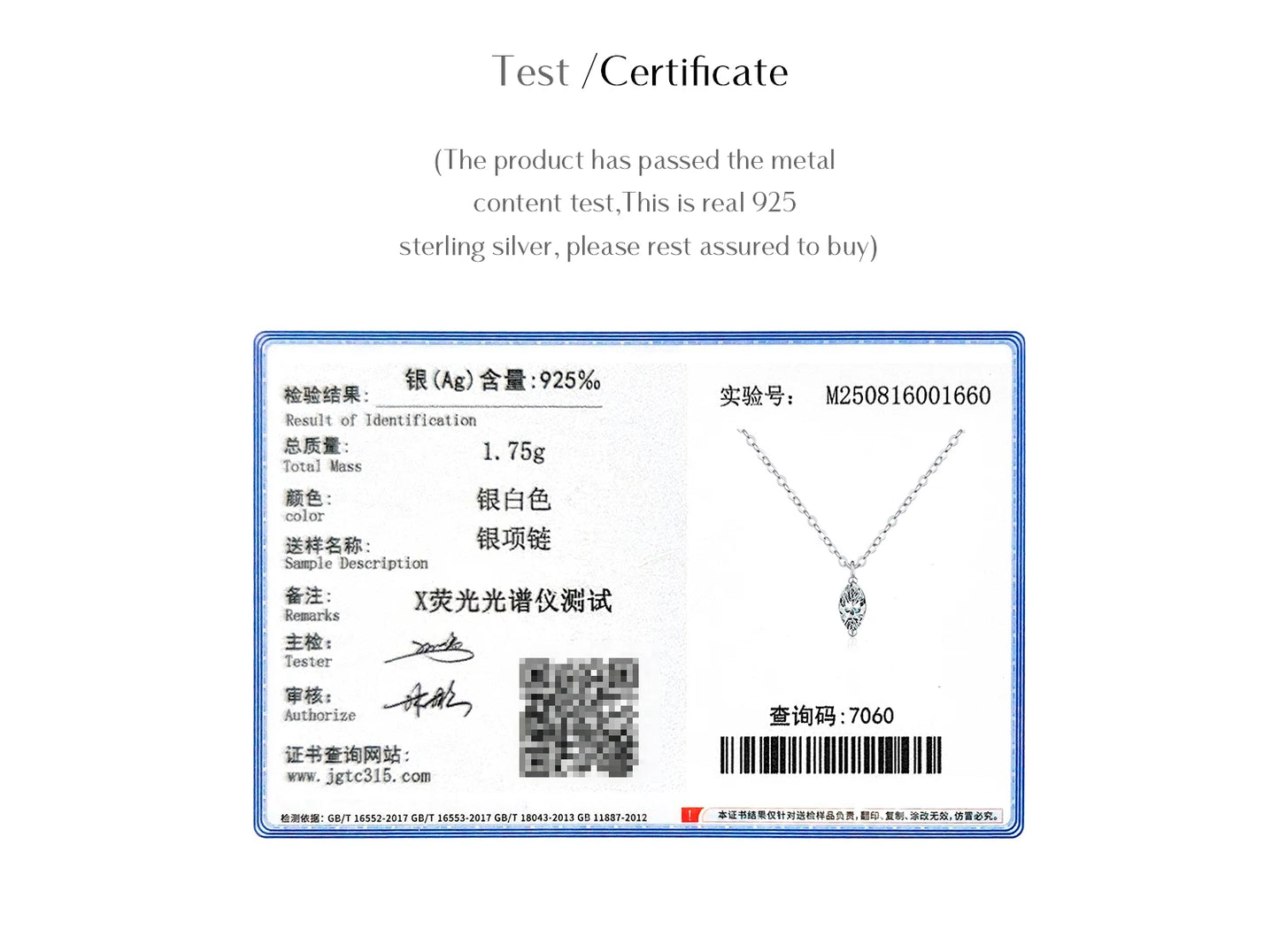 MODIAN D Color Rhombic Moissanite Necklaces 925 Sterling Silver Simple Link Chain Pendant Necklace For Women Fine Jewelry Gifts