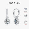 MODIAN 1CT/2CT D Color Moissanite Ear Buckle 925 Sterling Silver Round High Swing Hoop Earrings For Women Daily Fine Jewelry