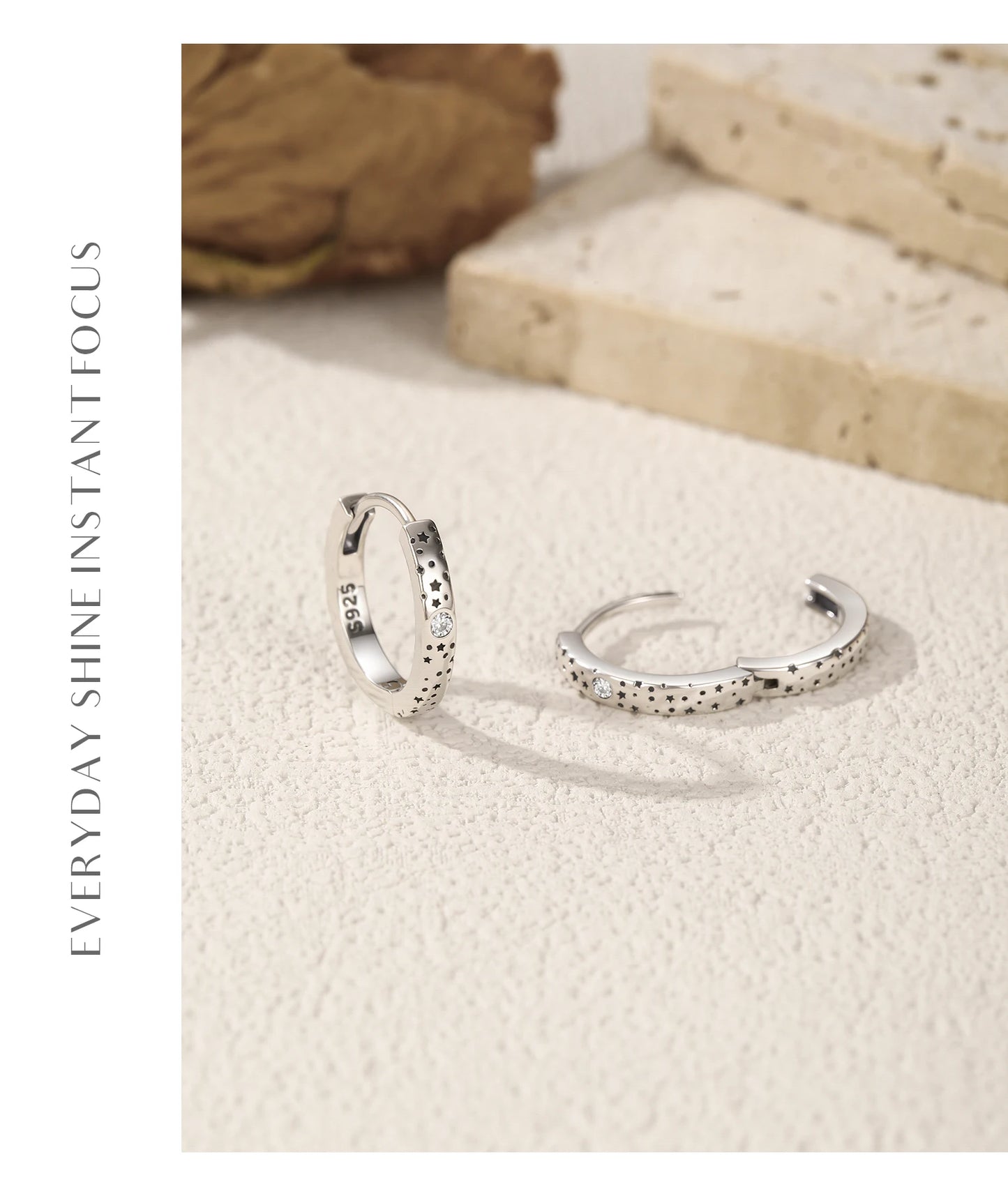 MODIAN D Color Moissanite Ear Buckles 925 Sterling Silver Sparkle Retro Hollow Stars Hoop Earrings For Women Fine Jewelry