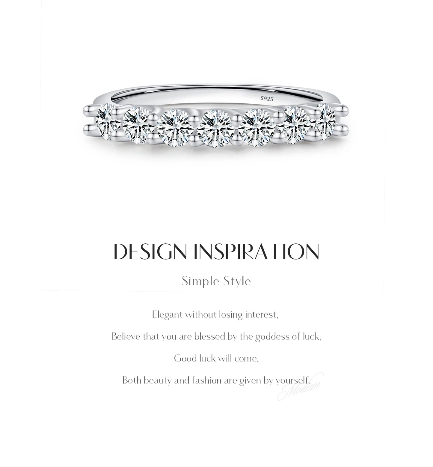 MODIAN Moissanite Wedding Band 925 Sterling Silver Ring Platinum Plated Lab Diamond Stackable Crown Jewelry For Women Gifts