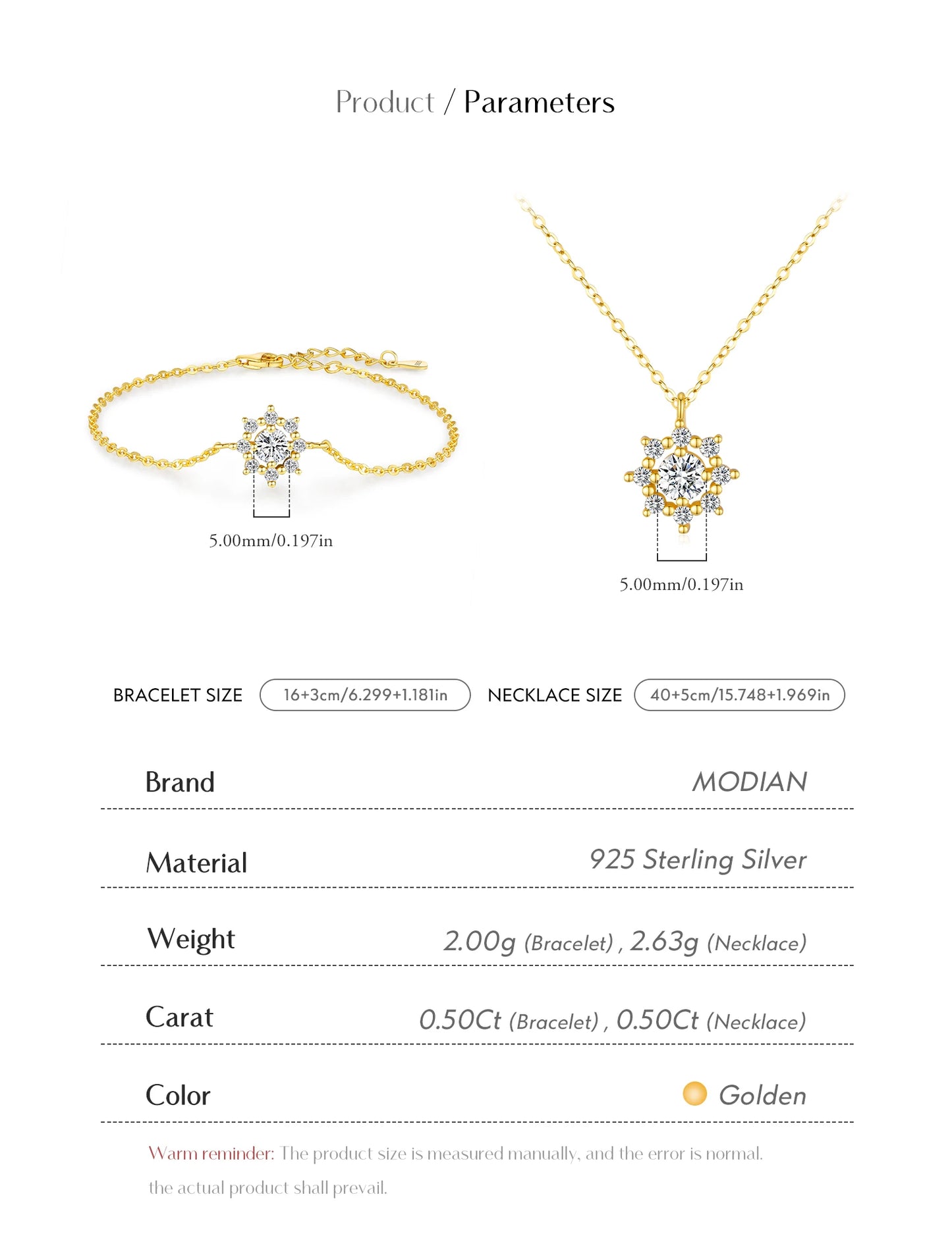 MODIAN D Color Moissanite 925 Sterling Silver Exquisite Snowflake Link Chain Pendant Necklace Bracelet For Women Jewelry Set