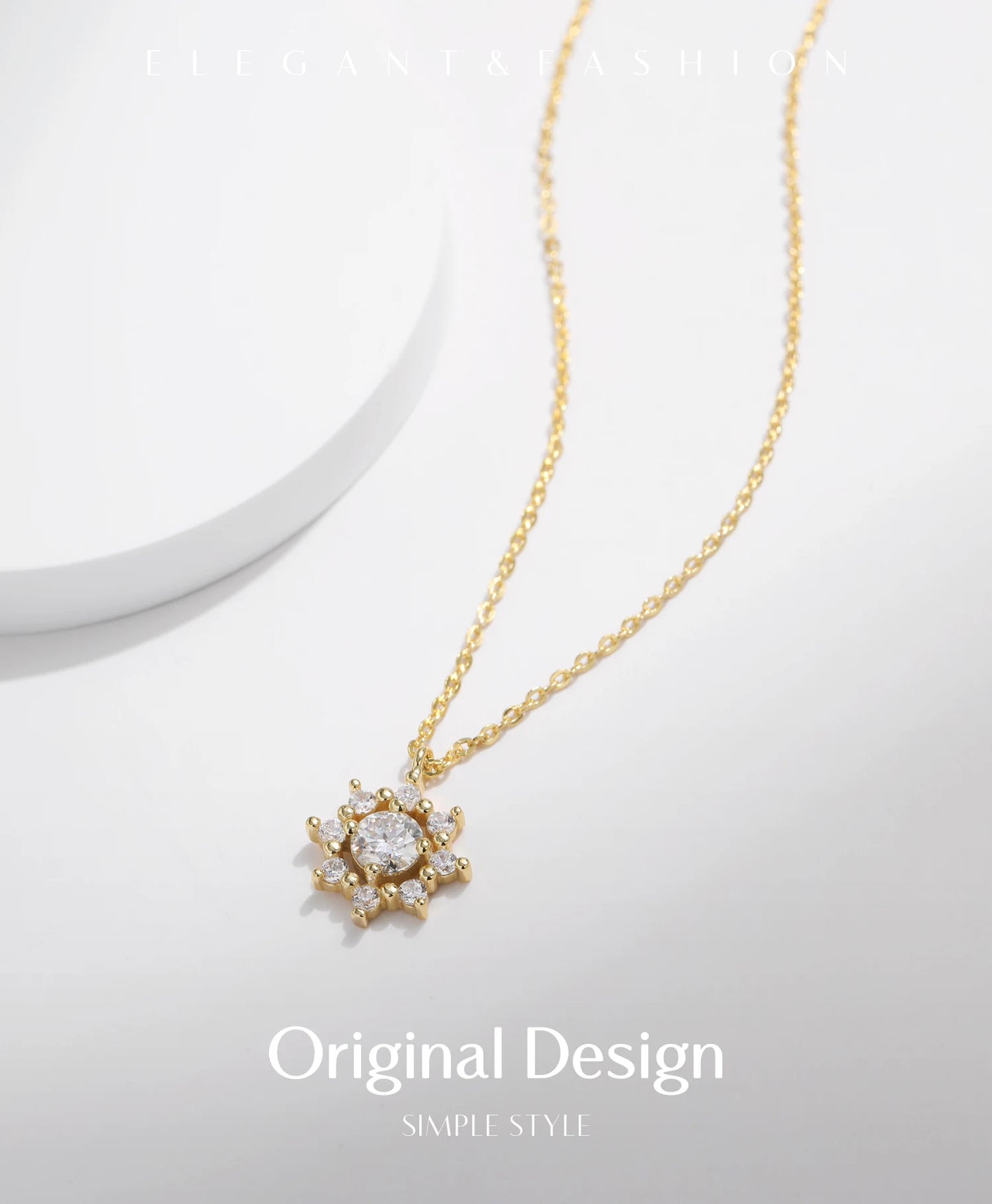 MODIAN 0.5 Carat Moissanite Necklace D color VVS1 Lab Diamond Snowflake Necklace For Women 925 Sterling Silver Jewelry