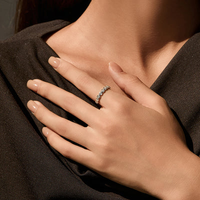 MODIAN D Color Round Moissanite Eternity Ring 925 Sterling Silver Stackable Finger Rings For Women Wedding Fine Jewelry Gifts