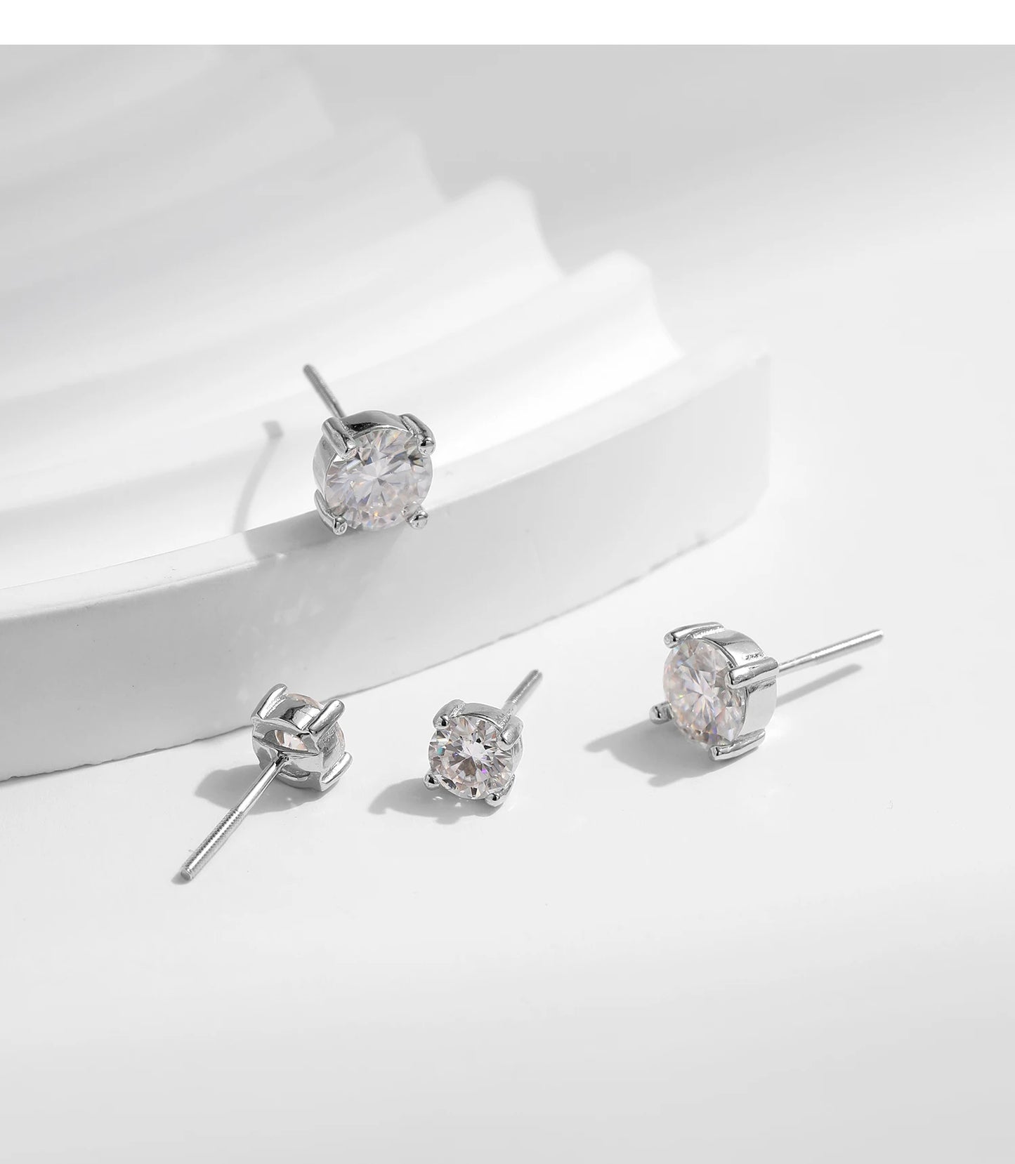 MODIAN 1.00Ct 2.00Ct Moissanite D Color Lab Diamond Stud Earrings For Women 925 Sterling Silver Basic Design Wedding Jewelry