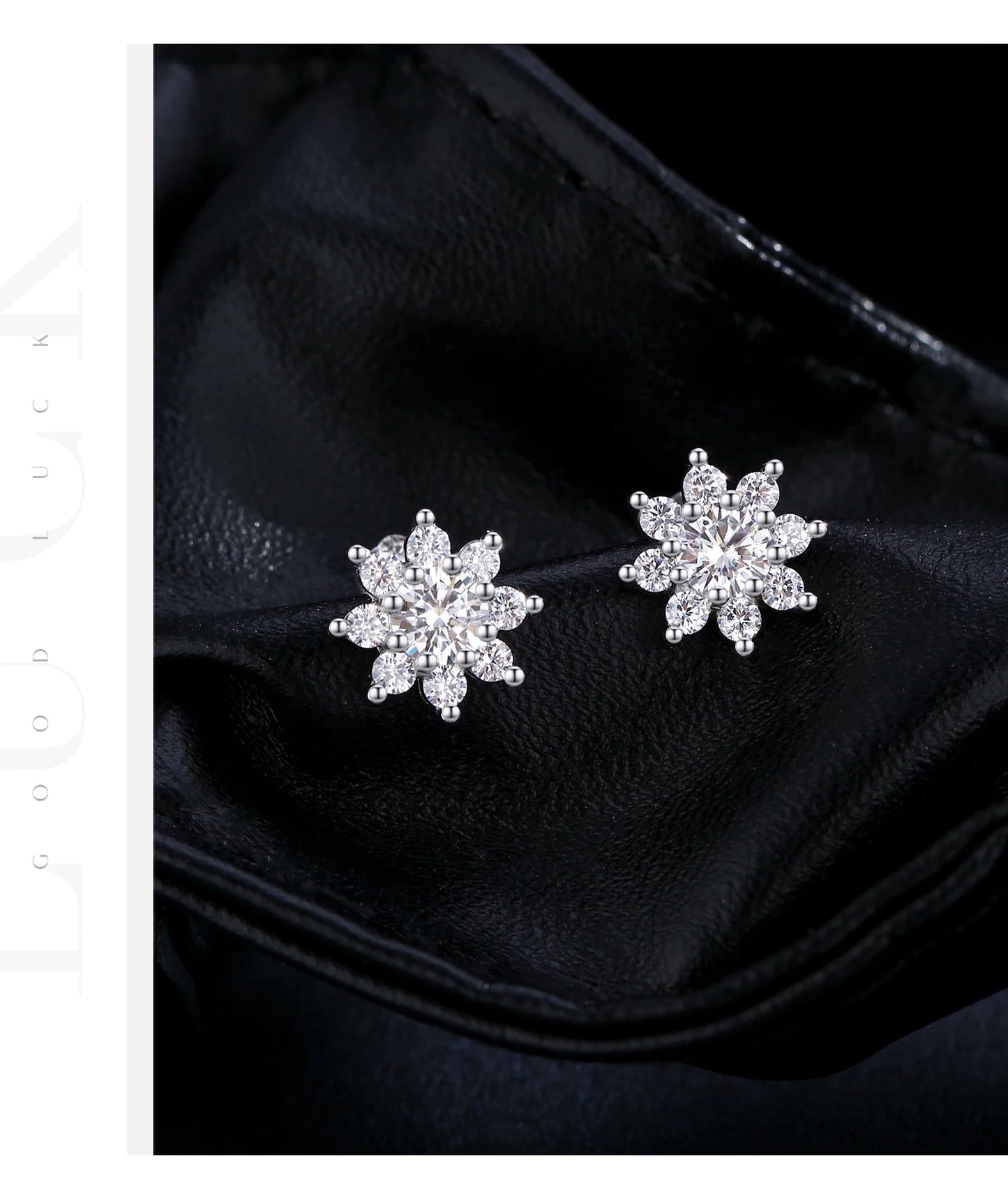 MODIAN Sparkling VVS1 D Color Moissanite Stud Earrings 925 Sterling Silver Classic Flowers Earrings For Women Fine Jewelry Gift