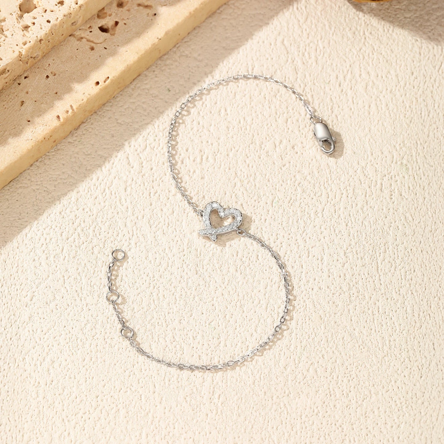 MODIAN D Color Moissanite 925 Sterling Silver Sweet Romantic Irregular Heart Link Chain Bracelet For Women Fine Jewelry