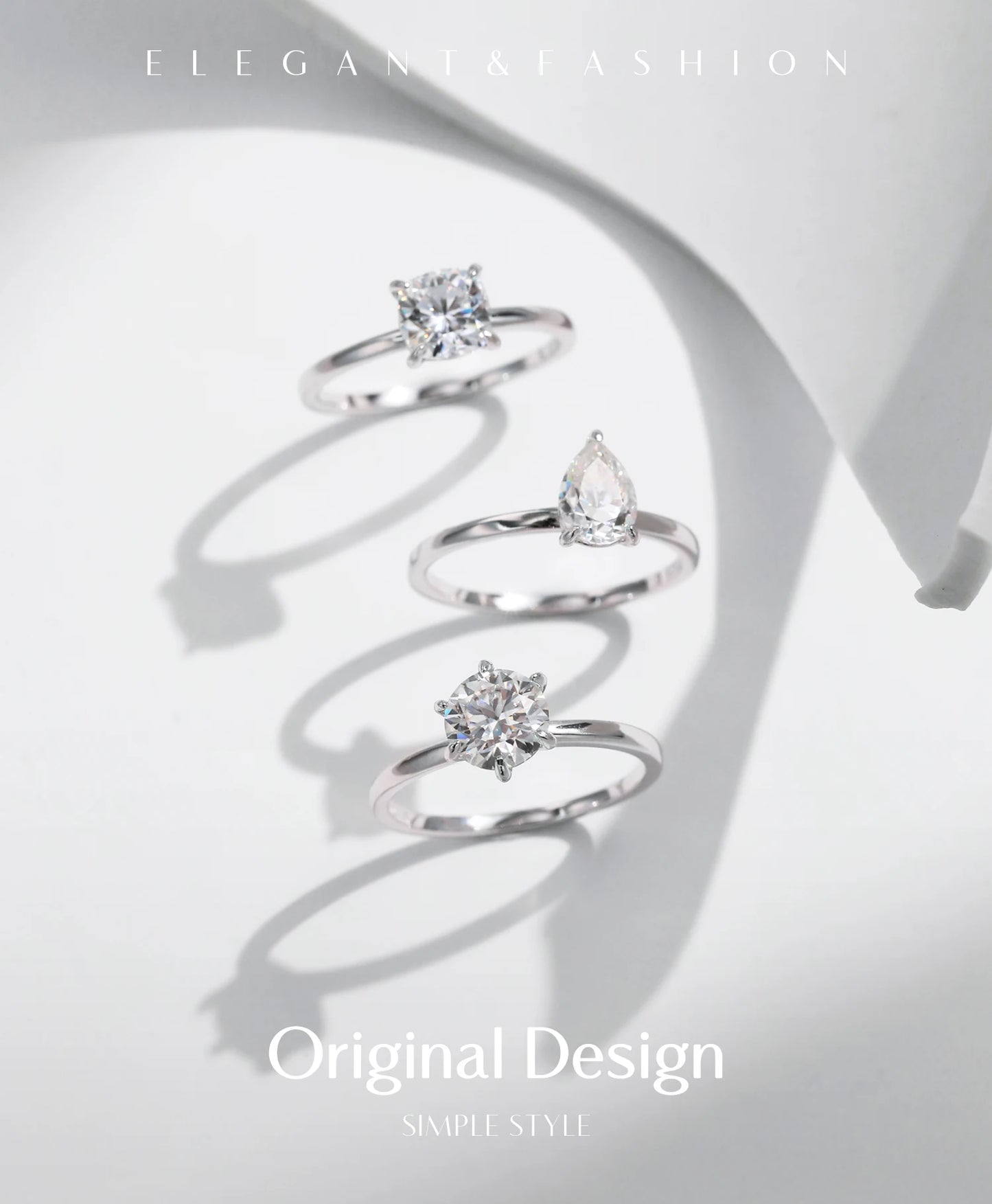 MODIAN Pear Round Square Moissanite Ring 925 Sterling Silver Wedding D Color Lab Created Diamond Rings For Women Fine Jewelry