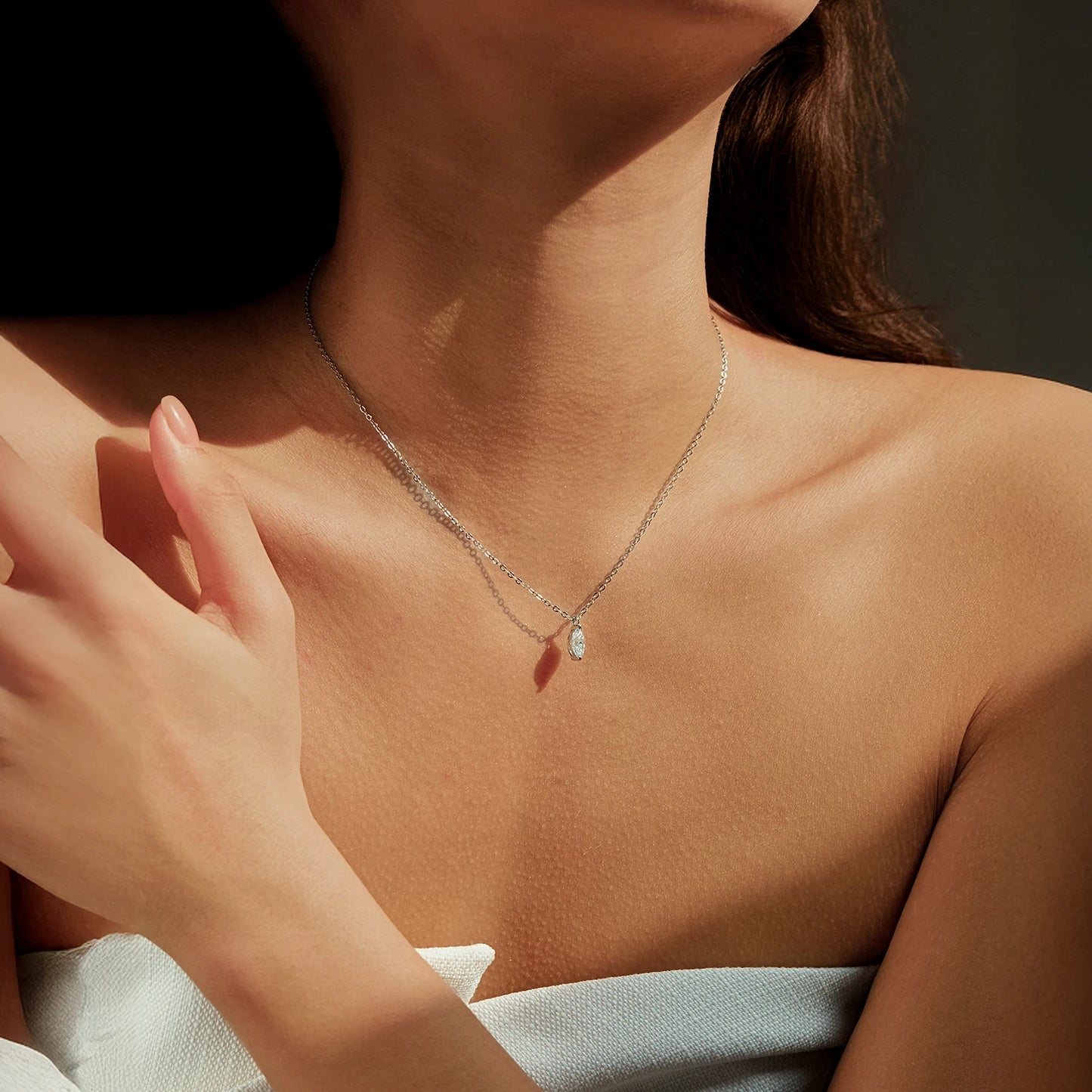 MODIAN D Color Rhombic Moissanite Necklaces 925 Sterling Silver Simple Link Chain Pendant Necklace For Women Fine Jewelry Gifts