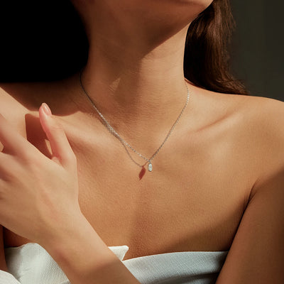 MODIAN D Color Rhombic Moissanite Necklaces 925 Sterling Silver Simple Link Chain Pendant Necklace For Women Fine Jewelry Gifts