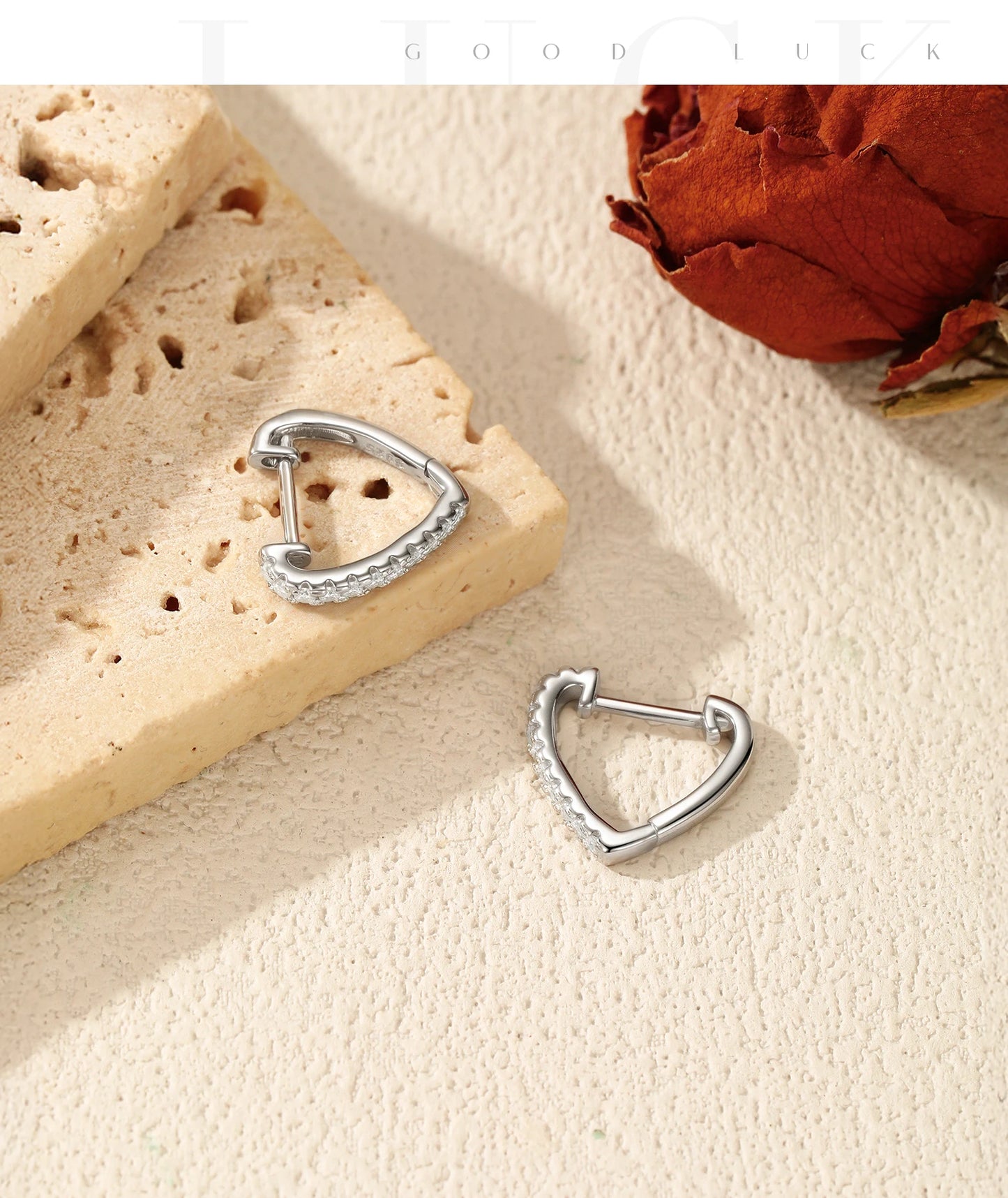 MODIAN D Color Moissanite Ear Buckle 925 Sterling Silver Fashion Heart Sparkle Hoop Earrings For Women Party Fine Jewelry