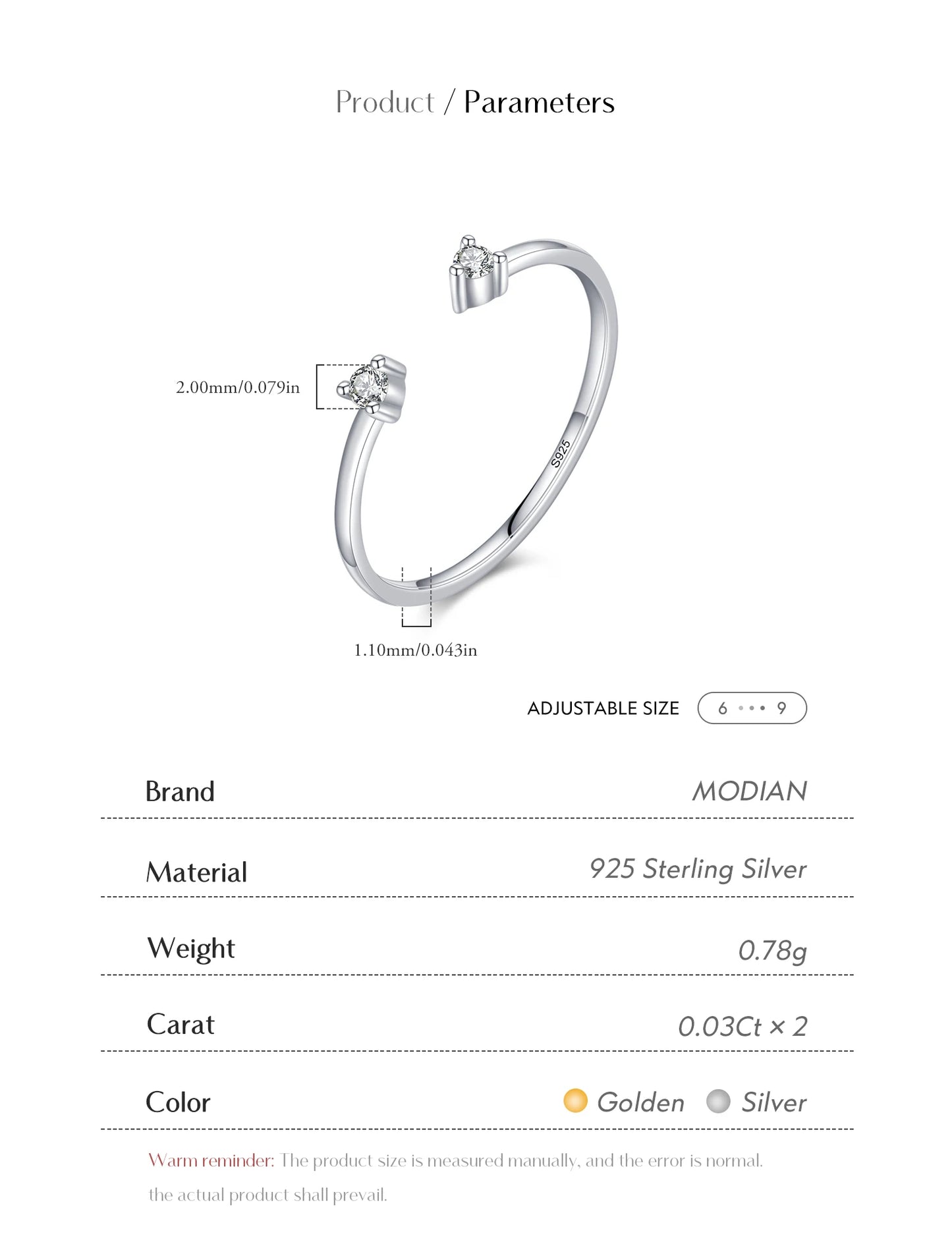Modian 2022 New Real 925 Sterling Silver D Color Moissanite Finger Rings Trendy Adjustable Ring For Women Wedding Fine Jewelry