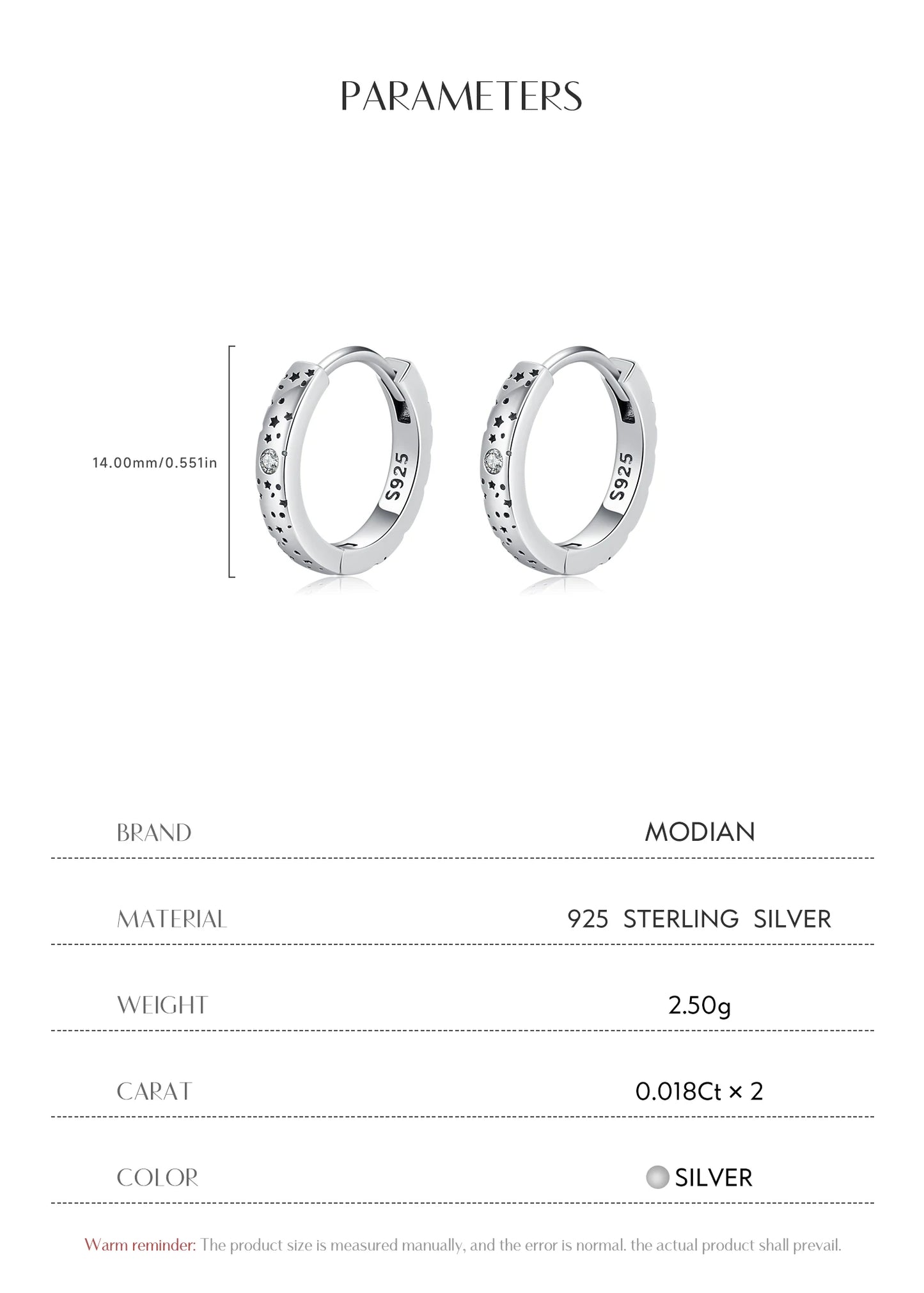 MODIAN D Color Moissanite Ear Buckles 925 Sterling Silver Sparkle Retro Hollow Stars Hoop Earrings For Women Fine Jewelry