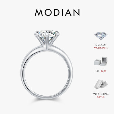 MODIAN 2ct D Color VVS1 Clarity Moissanite 925 Sterling Silver Dazzling Classic Crown Rings For Women Wedding Fine Jewelry