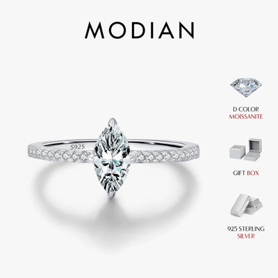 MODIAN 0.5Ct Rhombus Moissanite Ring 925 Sterling Silver Sparkling Lab Created Diamond Wedding Rings For Women Bridal Jewelry