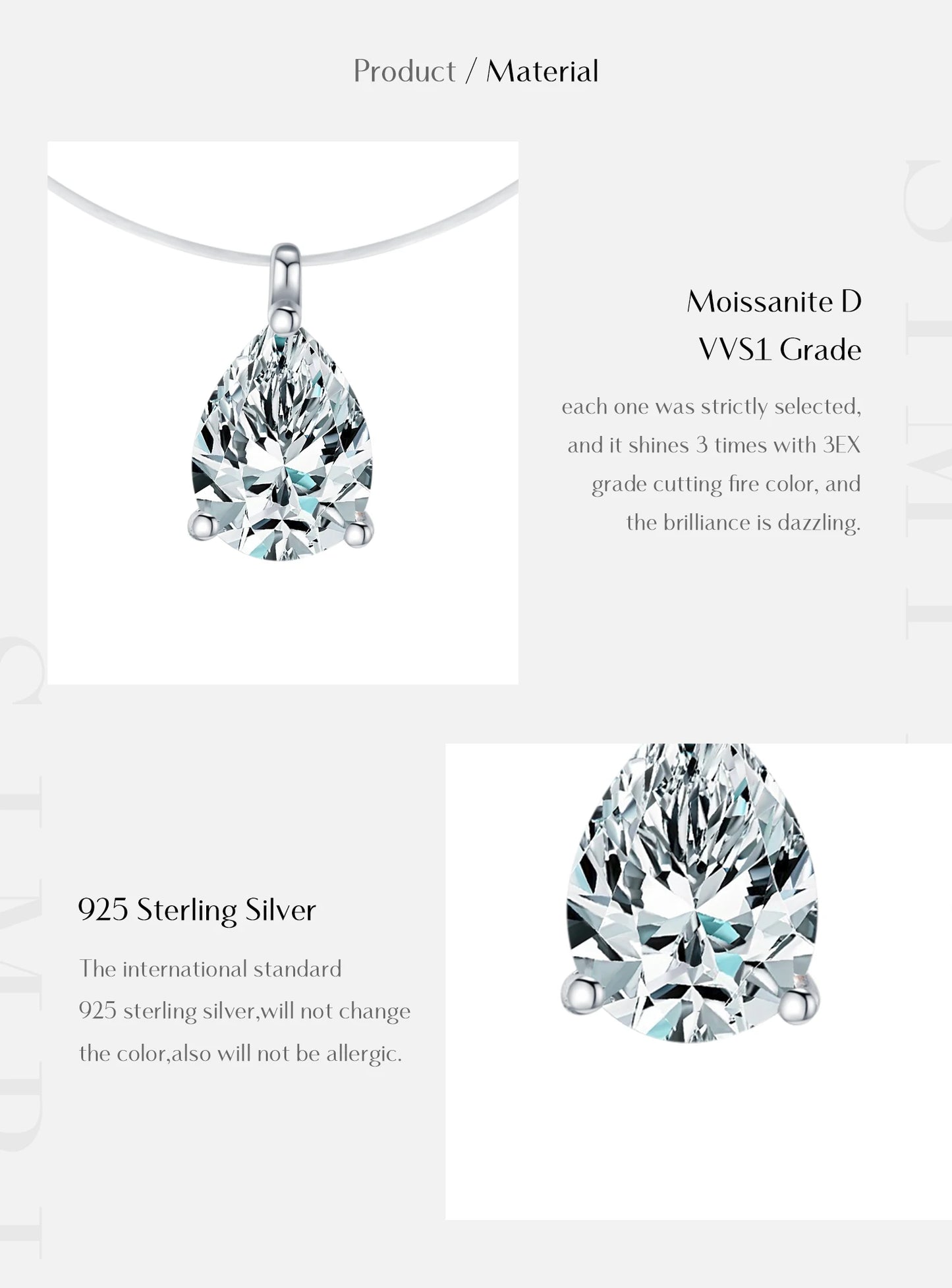 MODIAN D Color Water Drop Moissanite Necklace 925 Sterling Silver Fishing Line Choker Pendant Necklaces For Women Jewelry Gifts