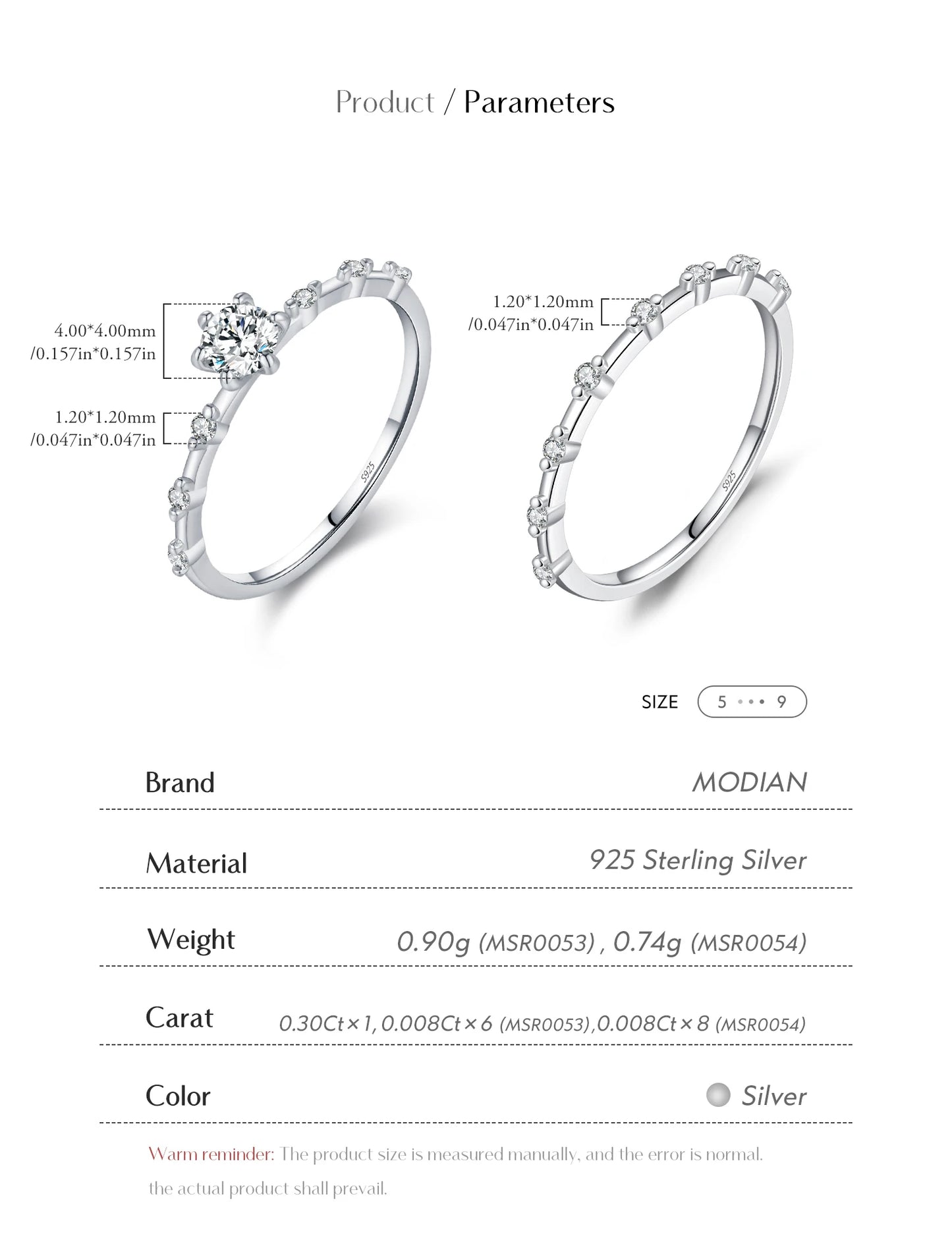MODIAN D Color Moissanite Wedding Band 925 Sterling Silver Eternity Rings Lab Diamond Stackable Exquisite Jewelry For Women Gift