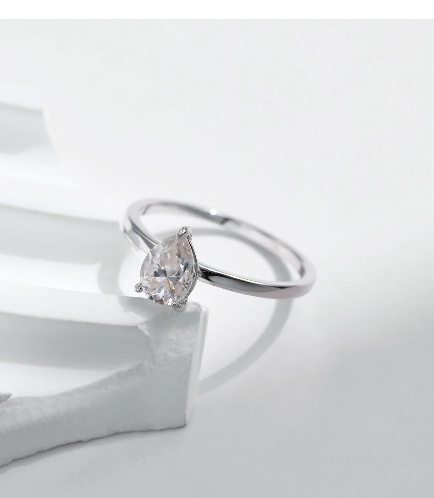 MODIAN D Color Pear Cut Moissanite Ring 925 Sterling Silver Water Drop Lab Diamond Wedding Rings For Women Wedding Fine Jewelry