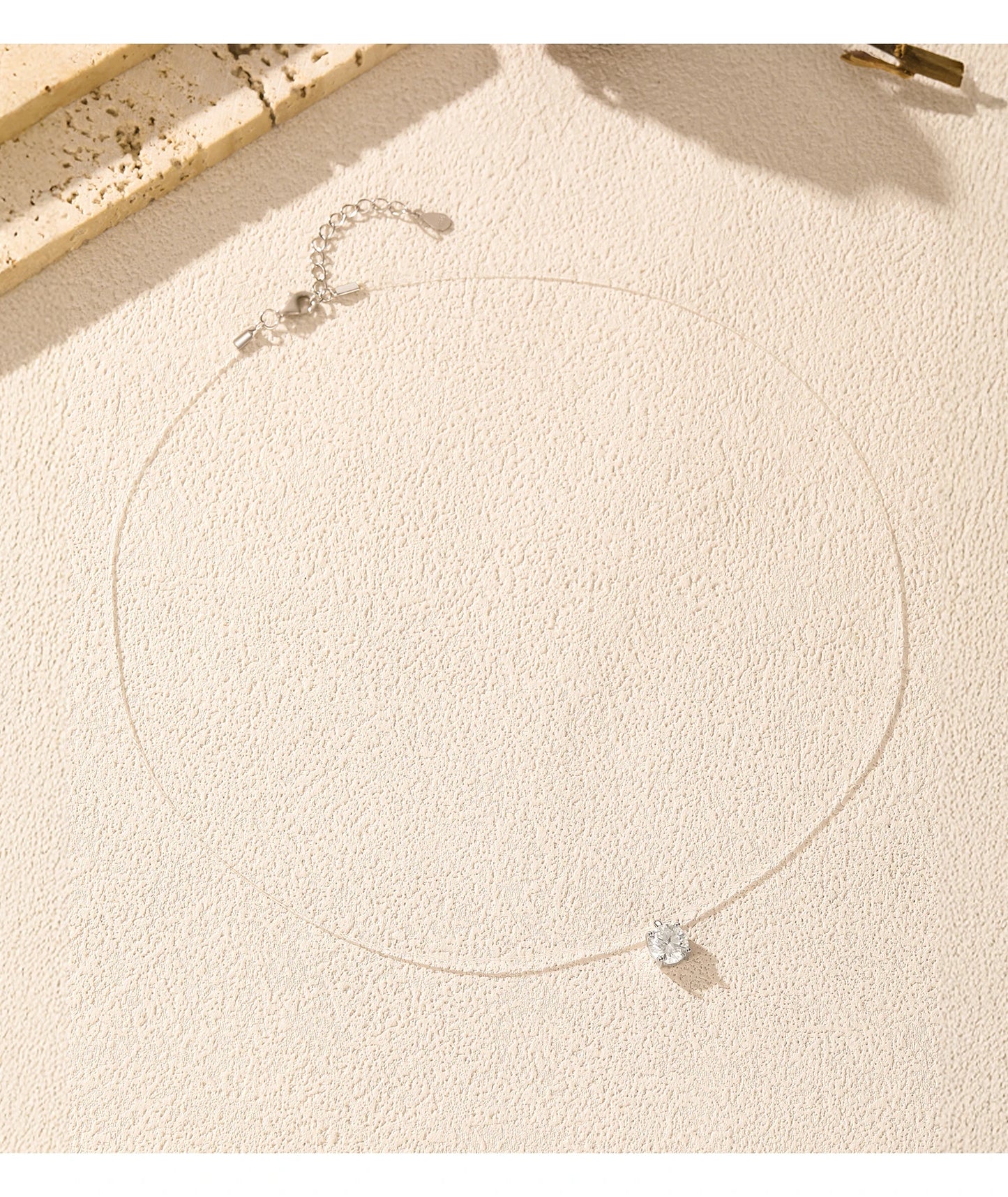 MODIAN 1CT Round Clarity Moissanite Necklace 925 Sterling Silver Transparent Line Choker Pendant Necklace For Women Fine Jewelry