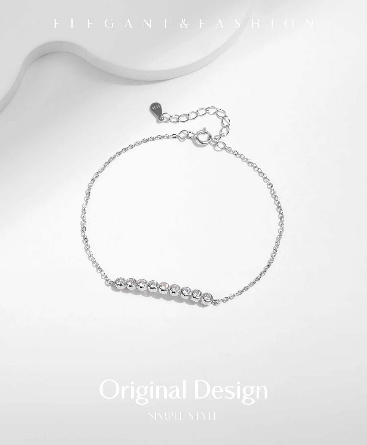 MODIAN D Color Moissanite 925 Sterling Silver Simple Bracelet Round Lab Diamond Chain Link Jewelry For Women Luxury Wedding Gift