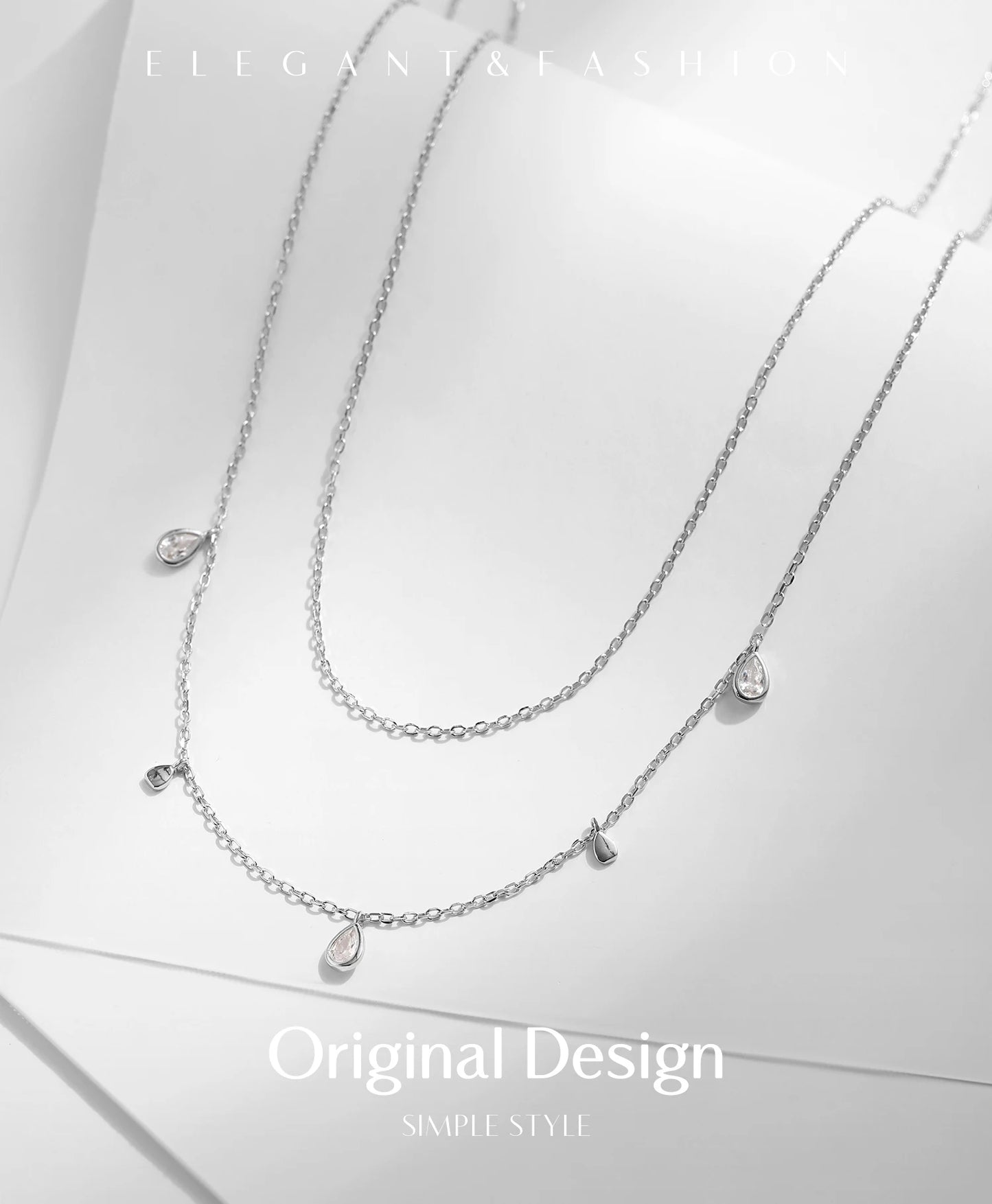 MODIAN Pear Shape Moissanite Pendant Necklace 925 Sterling Silver Double Layer Necklaces For Women Luxury Wedding Jewelry