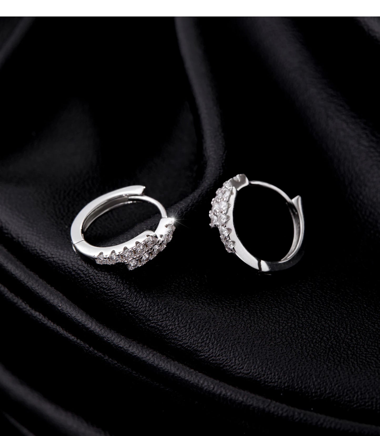 MODIAN D Color Moissanite Simple Earrings 925 Sterling Silver Exquisite Double Row Hoop Earrings For Women Fine Jewelry Gifts