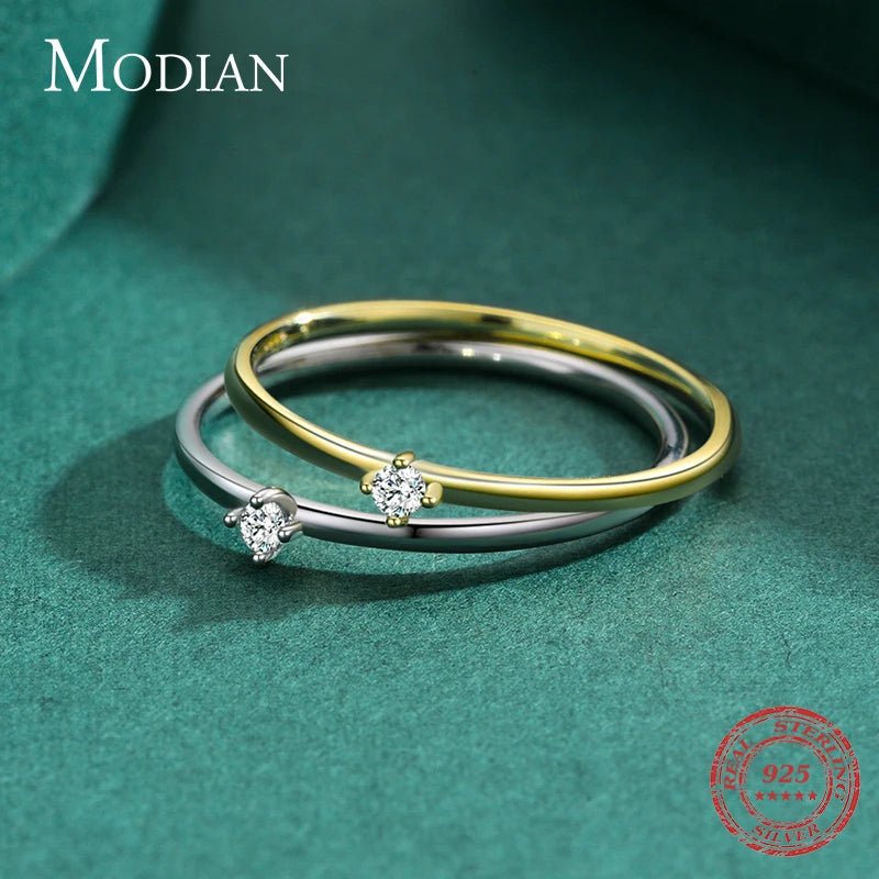 MODIAN Exquisite D Color Round Moissanite Finger Rings 925 Sterling Silver Classic Twinkling Wedding Jewelry For Women Gifts