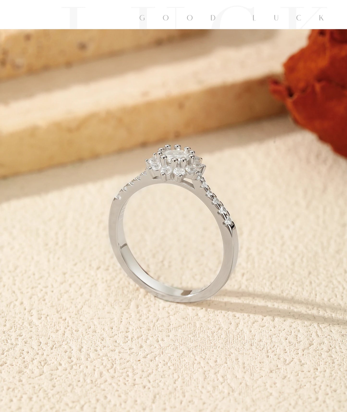 MODIAN D Color Moissanite Luxury Halo Rings 925 Sterling Silver Sparkling Wedding Engagement Rings For Women Fine Jewelry