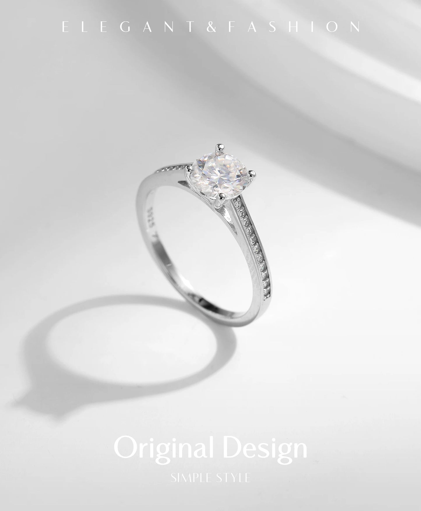 MODIAN D Color Lab Diamond 1CT Moissanite Ring For Women 925 Sterling Silver Classic Wedding Engagement Band Jewelry Gifts