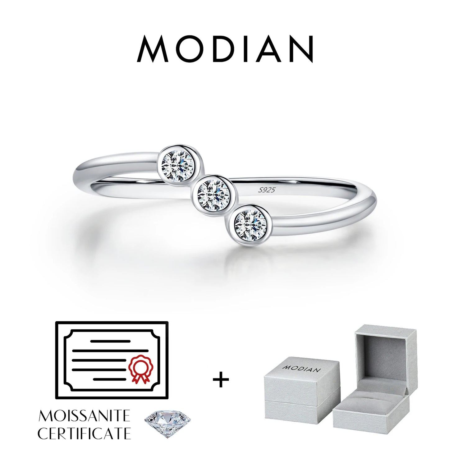 MODIAN D Color Moissanite Lab Diamond Rings 925 Sterling Silver Irregular Line Stackable Fashion Ring For Women Fine Jewelry