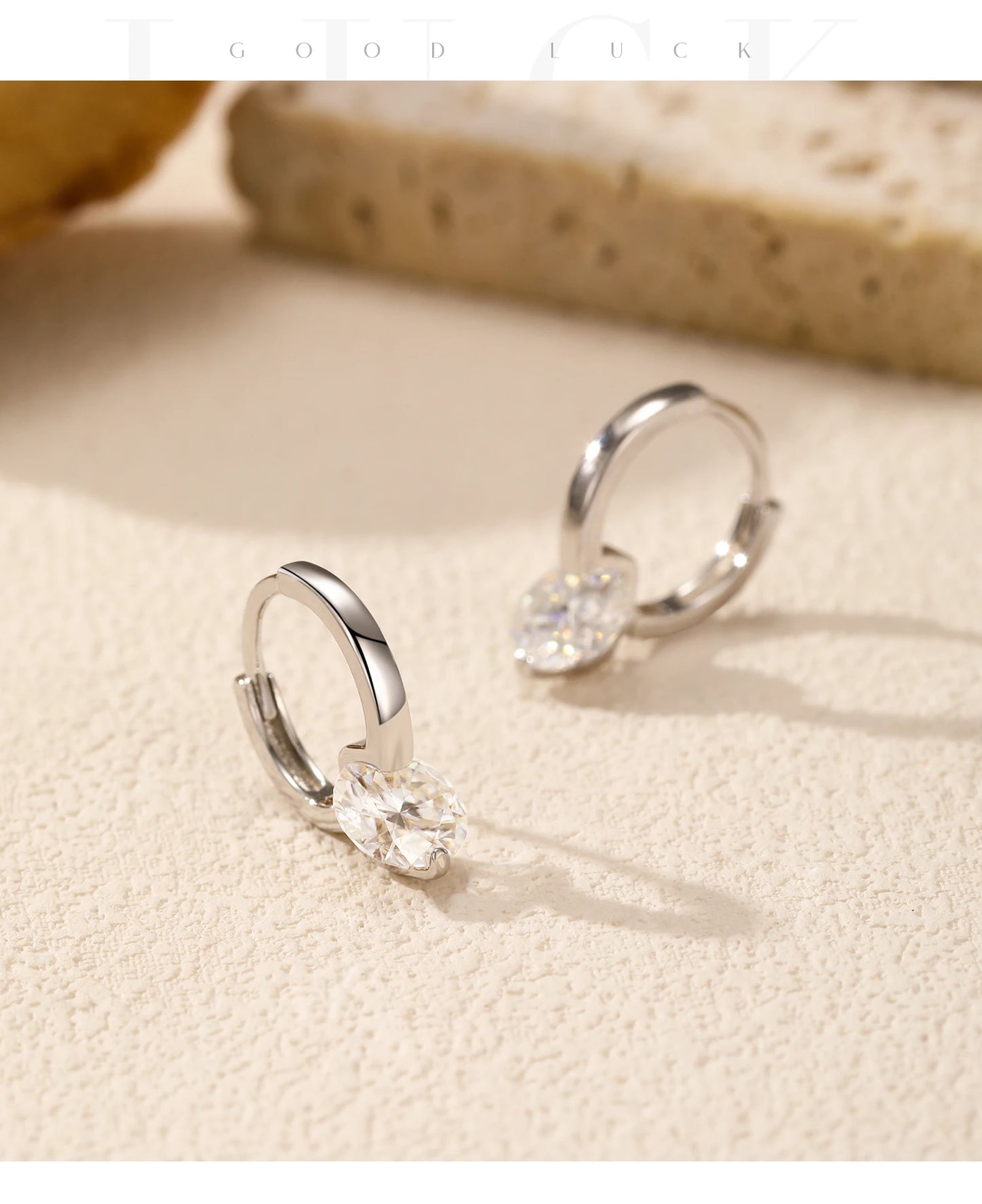 MODIAN 1.0CT D Color Moissanite Hoop Earrings 925 Sterling Silver Luxury Buckle Earrings For Women Wedding Fine Jewelry Gifts