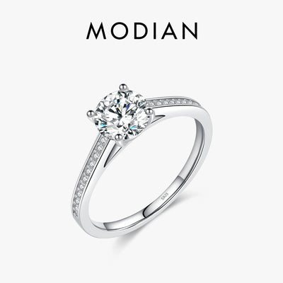 MODIAN D Color Lab Diamond 1CT Moissanite Ring For Women 925 Sterling Silver Classic Wedding Engagement Band Jewelry Gifts