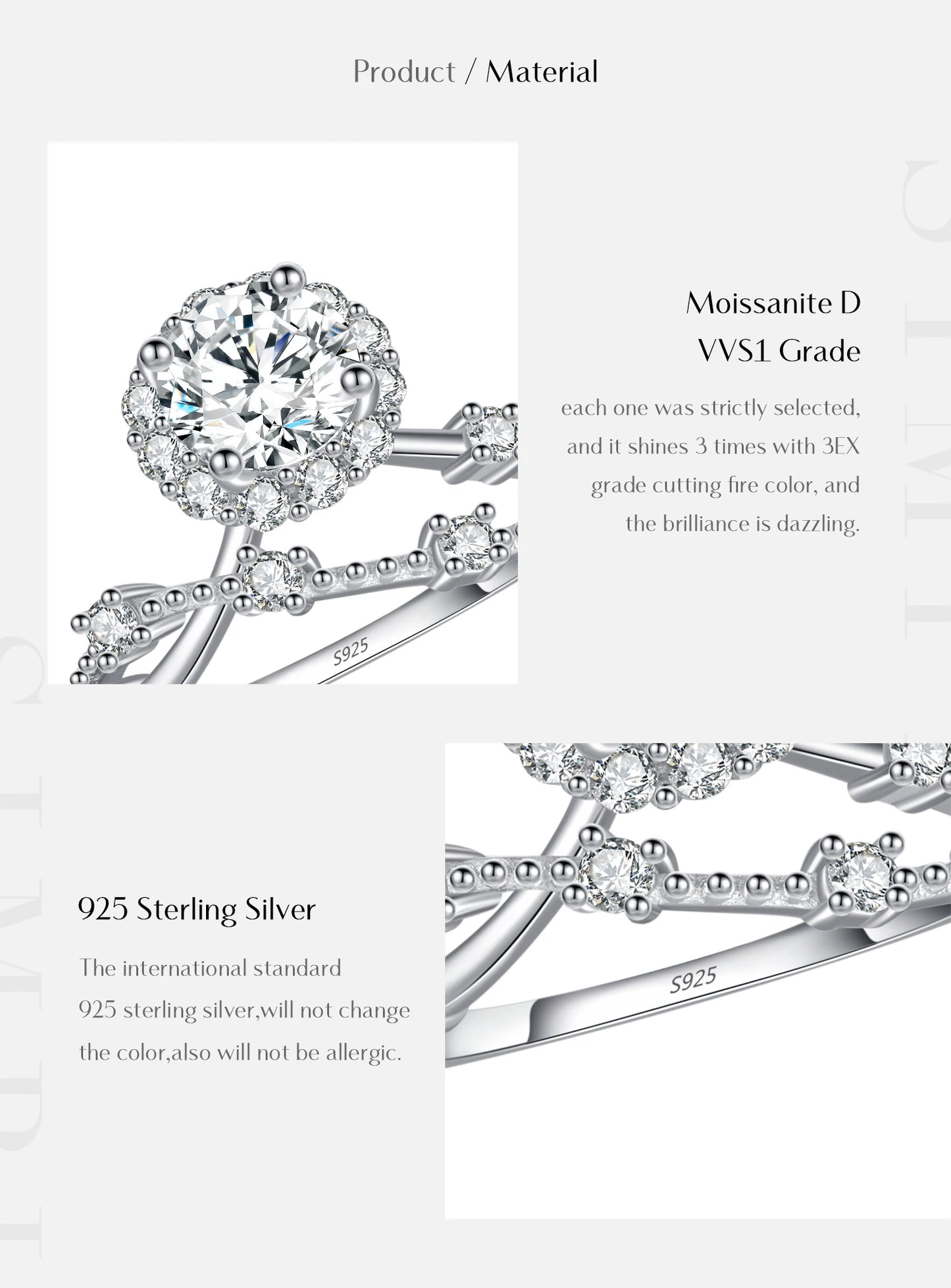 MODIAN Moissanite Ring Delicate Lab Diamond Halo Ring 925 Sterling Silver Crown Luxury Rings for Women Wedding Fine Jewelry