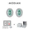 MODIAN 1CT D Color Green Moissanite Halo Earrings 925 Sterling Silver Elegant Oval Stud Earrings For Women Party Fine Jewelry