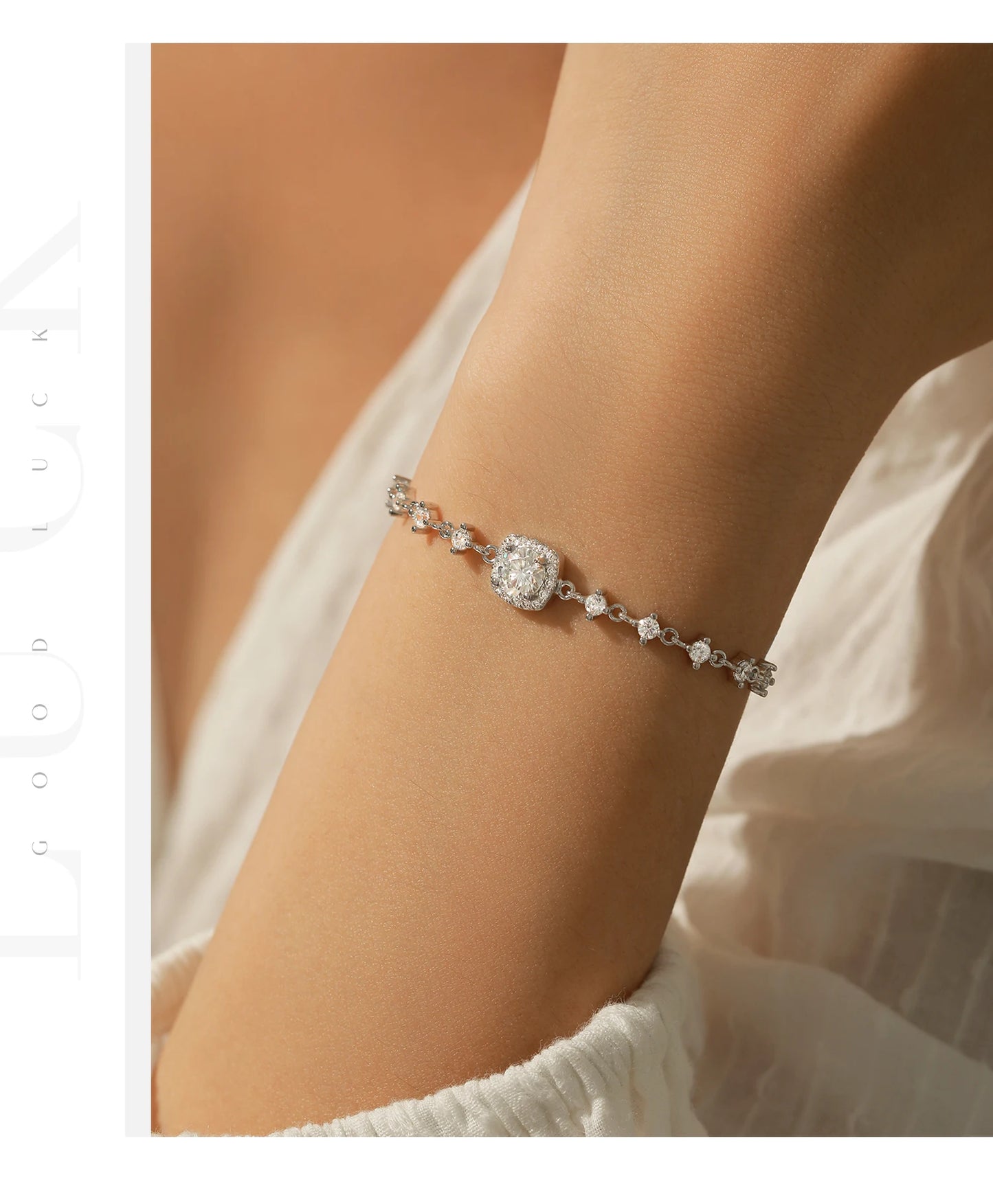 MODIAN 0.8CT D Color Moissanite Luxury Bracelet 925 Sterling Silver Halo Bracelet For Women Bridal Wedding Statement Jewelry