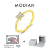 MODIAN Four Leaf Clover D Color Moissanite Ring 925 Sterling Silver Stackable Beads Trendy Finger Ring For Women Fine Jewelry