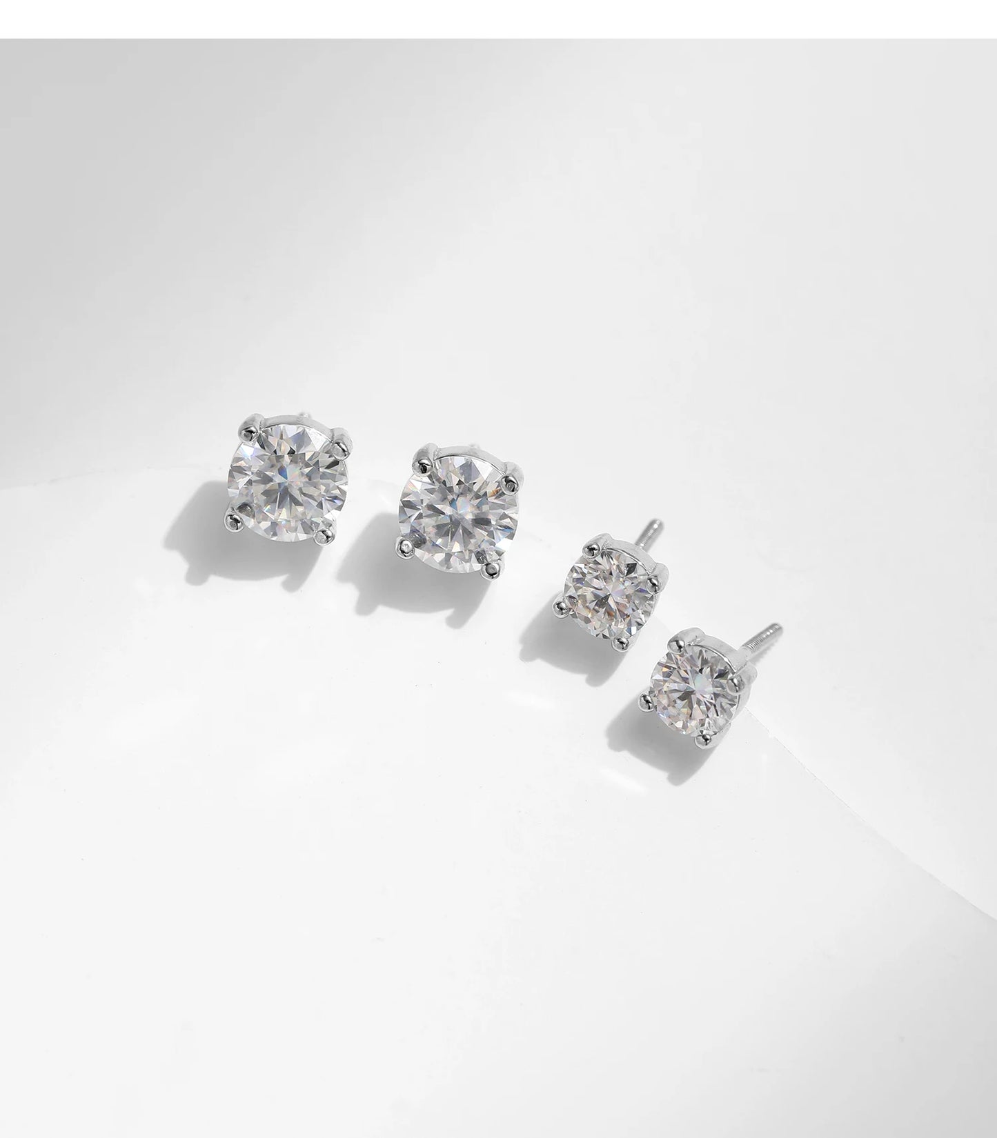 MODIAN 1.00Ct 2.00Ct Moissanite D Color Lab Diamond Stud Earrings For Women 925 Sterling Silver Basic Design Wedding Jewelry